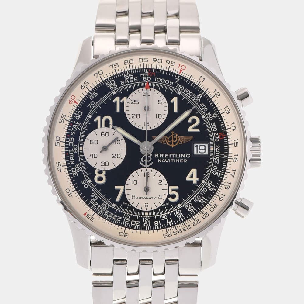 Breitling Black Stainless Steel Old Navitimer A13322 Men's Wristwatch 41 mm