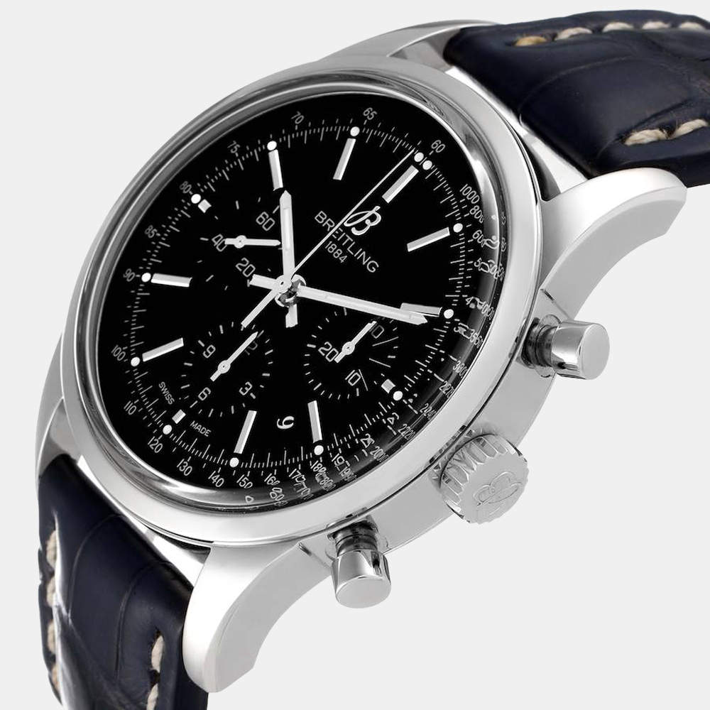 Breitling NEW Transocean Chronograph Steel Black AB0152