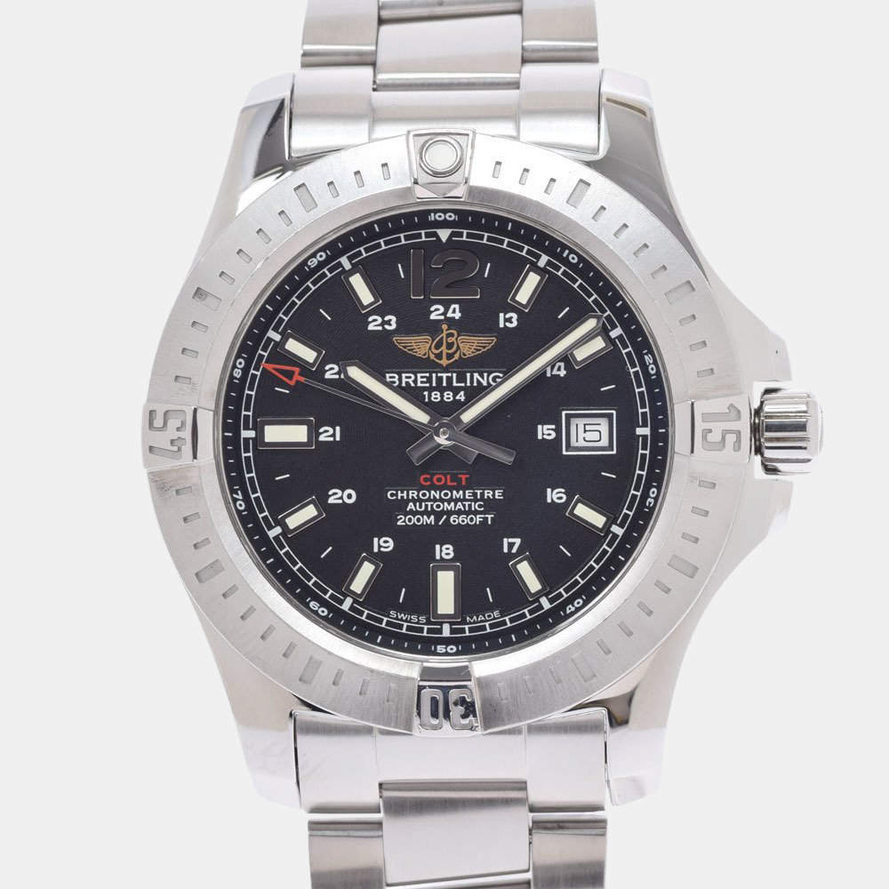 Breitling Black Stainless Steel Colt A17388 Automatic Men's Wristwatch 44 mm