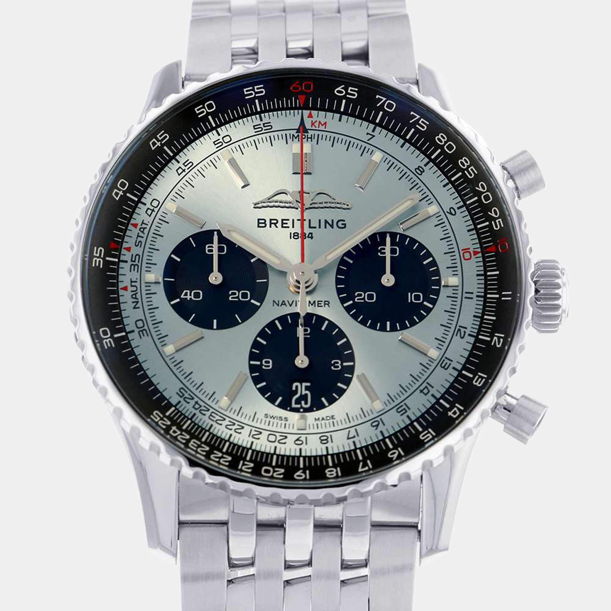 Breitling Blue Stainless Steel Navitimer AB0138241C1A1 Men's Wristwatch 43 mm