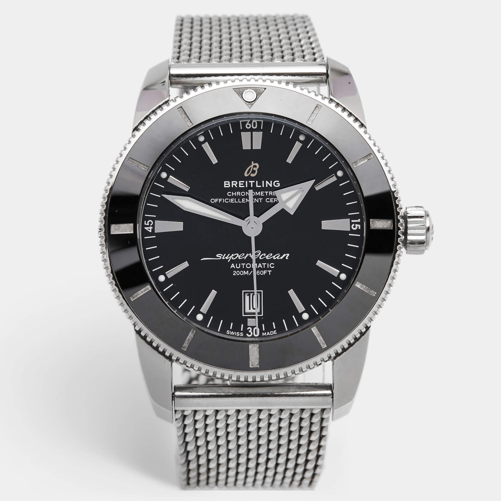 Pre Owned Breitling Black Stainless Steel SuperOcean AB2020121B1A1 Men's Wristwatch 46 mm 