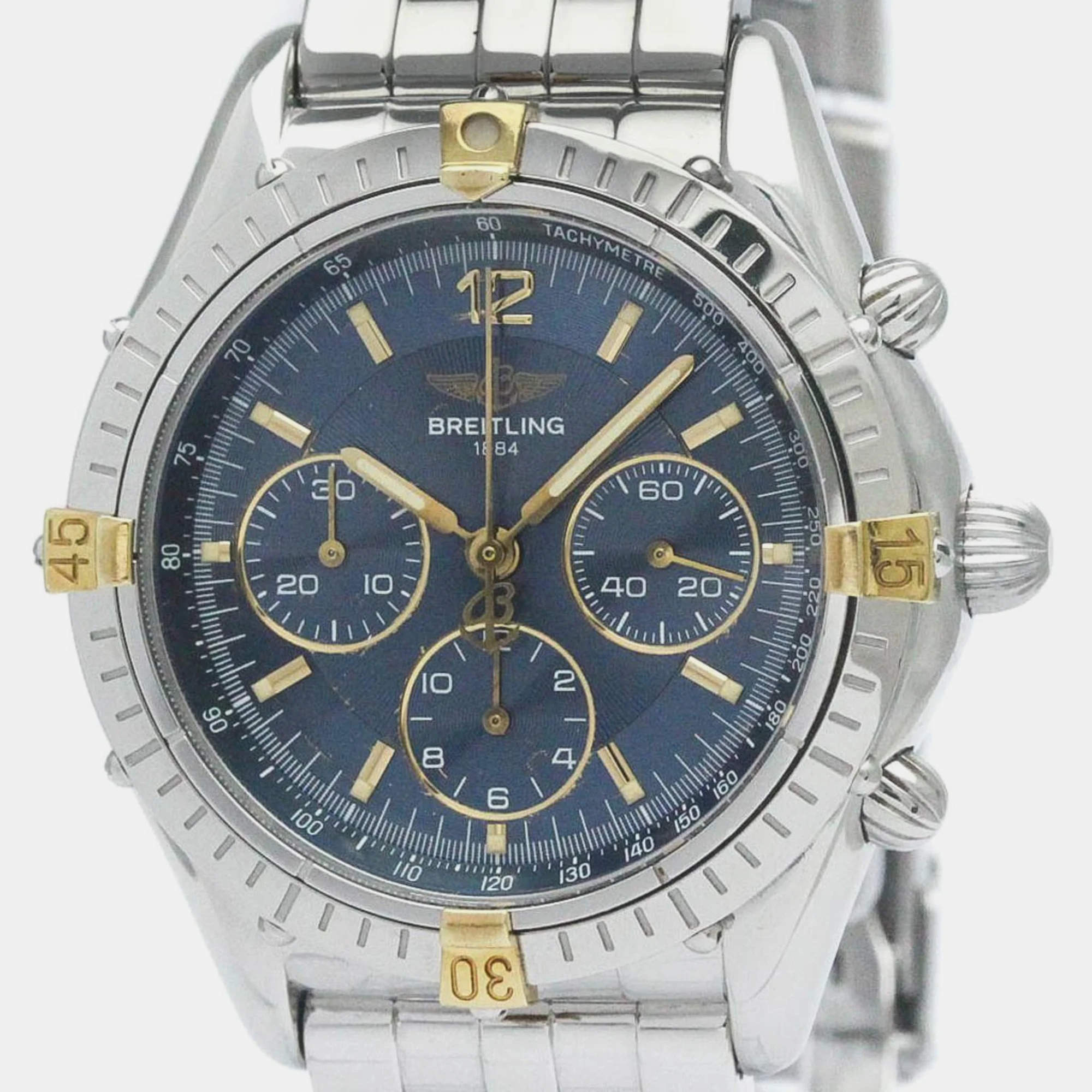 Pre Owned Breitling Blue Stainless Steel Cockpit B30011 Automatic Men's Wristwatch 37 mm