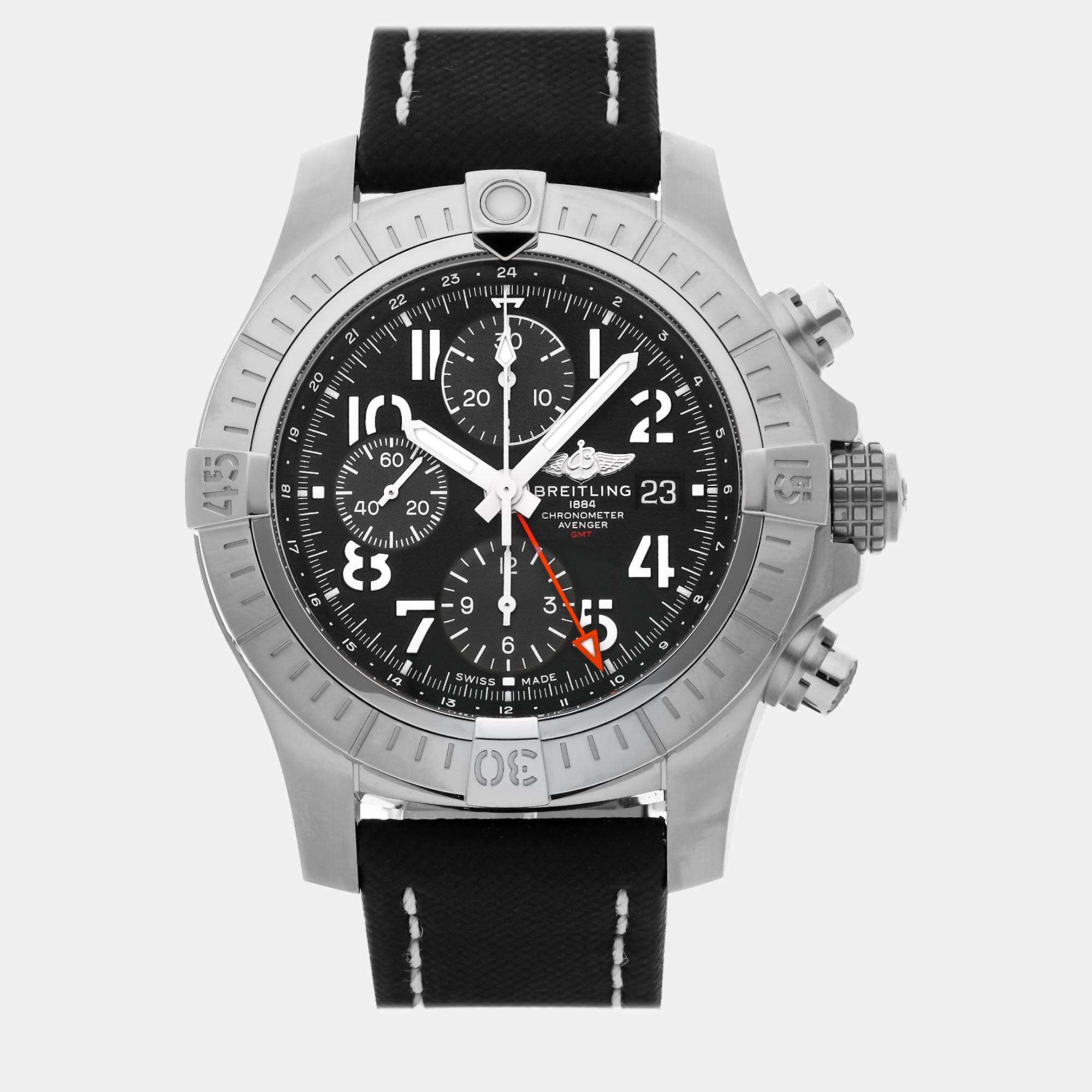 Breitling Black Stainless Steel Avenger A24315101B1X2 Automatic Men's Wristwatch 45 mm