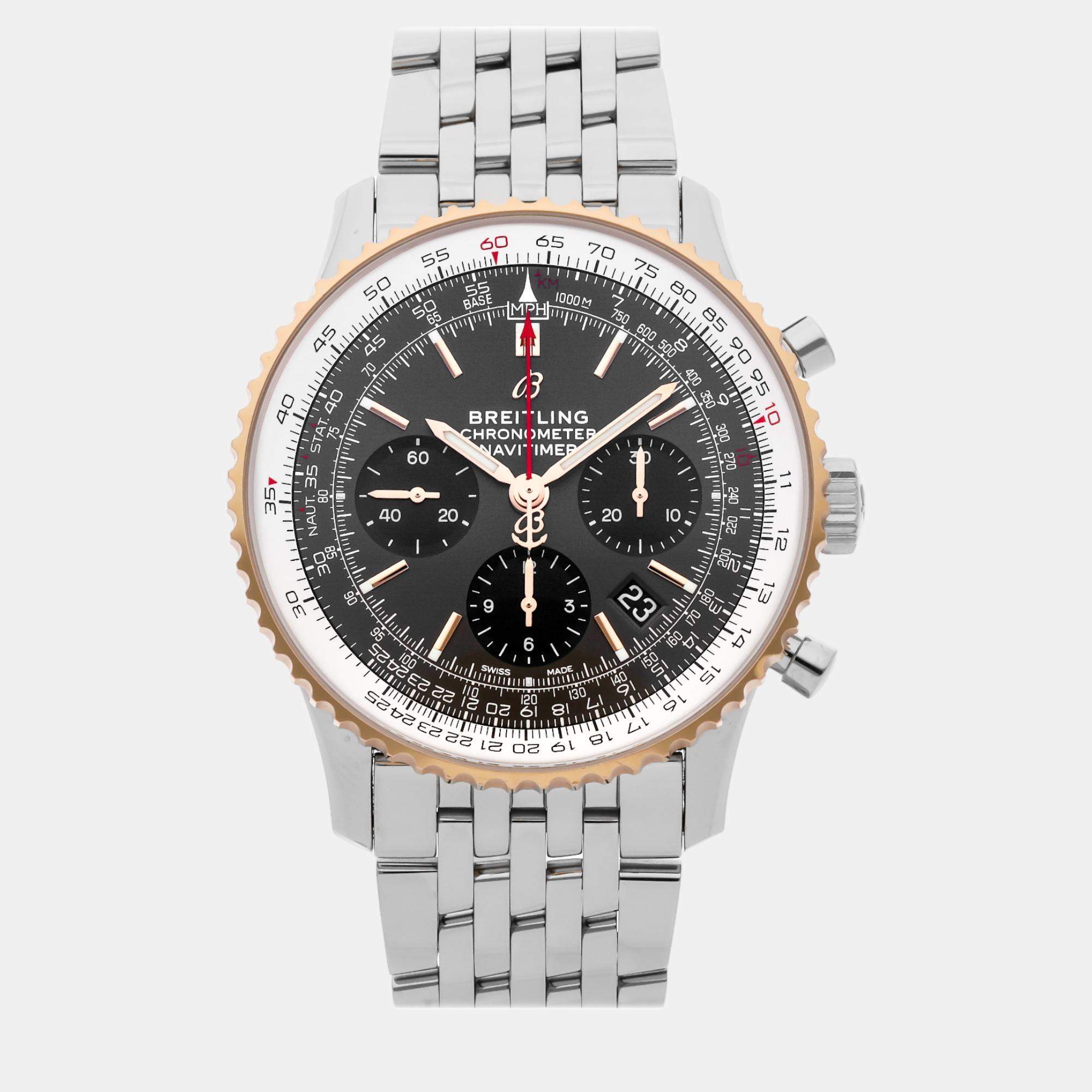 Breitling Grey Stainless Steel Navitimer UB0121211F1A1 Automatic Men's Wristwatch 43 mm
