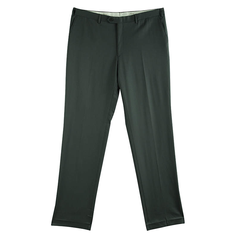 Brioni Olive Green Roman Style Wool Trousers 4XL