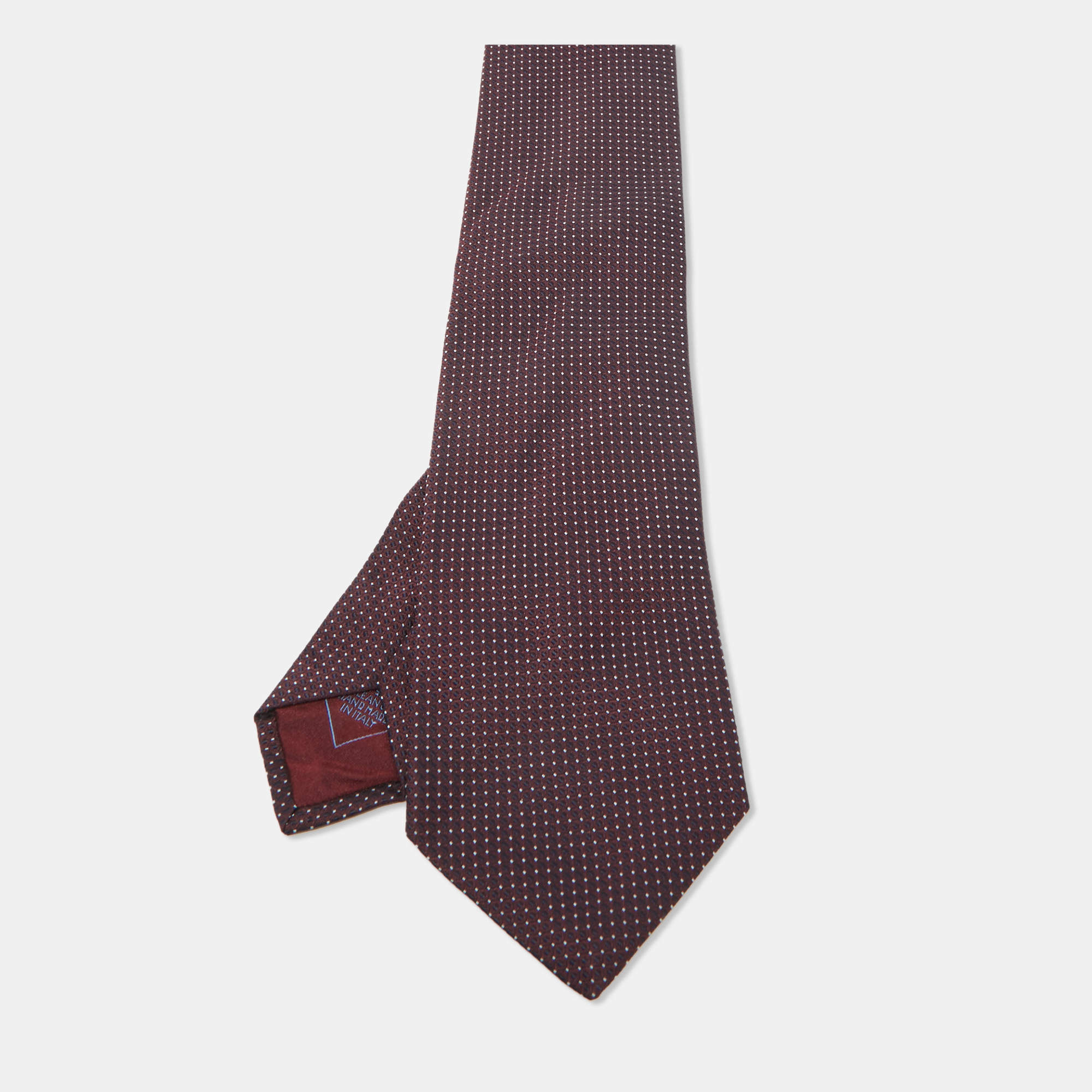 Brioni Burgundy Dot Pattern Silk ClassicTie