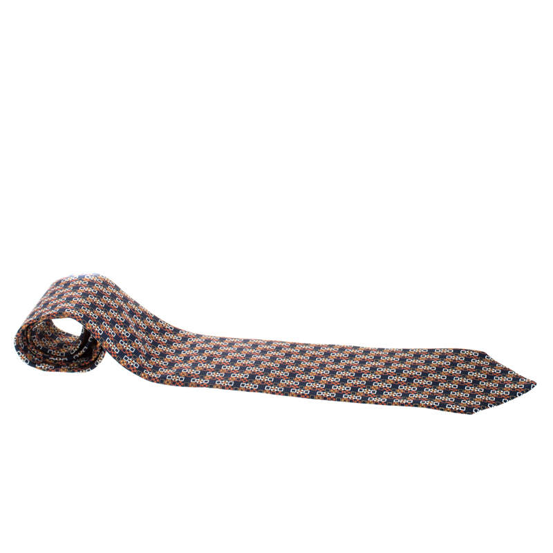 ربطة عنق بريوني حرير طباعة هندسية متعددة الألوان
