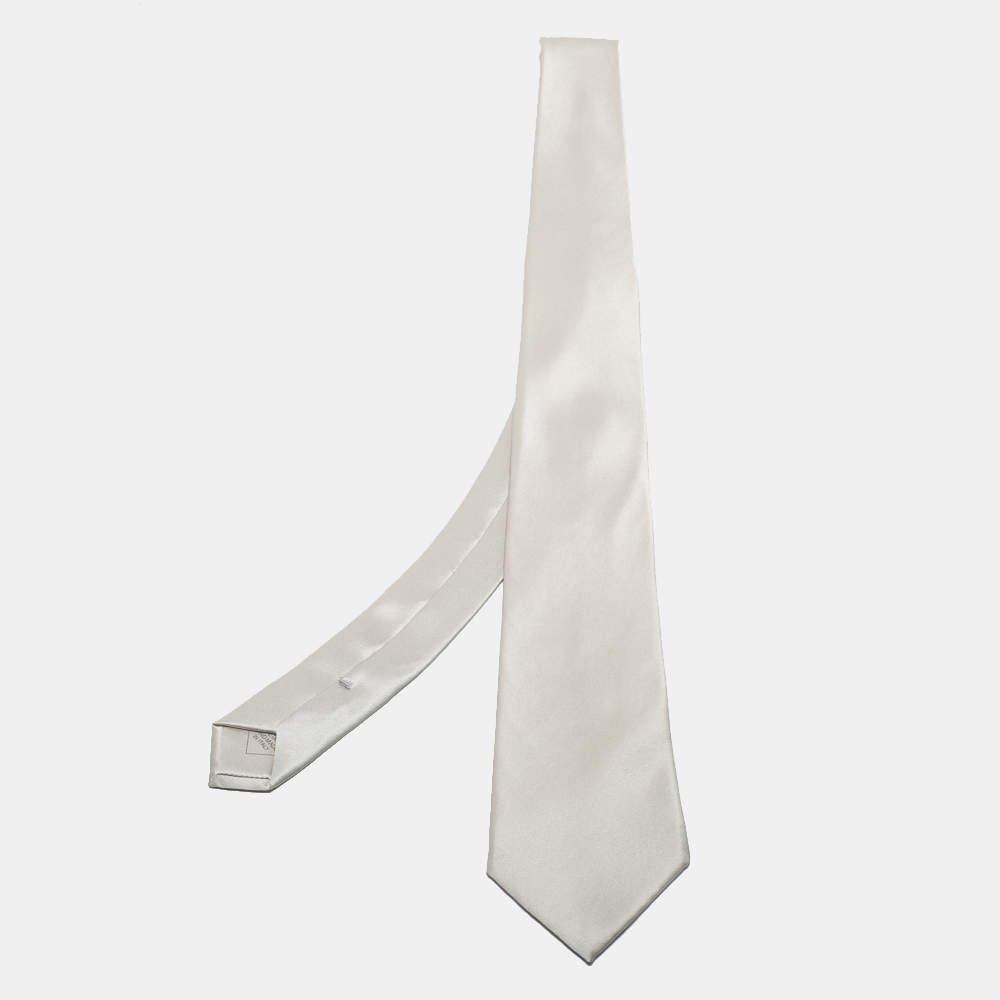 Pre Owned Brioni Ivory Satin Silk Tie