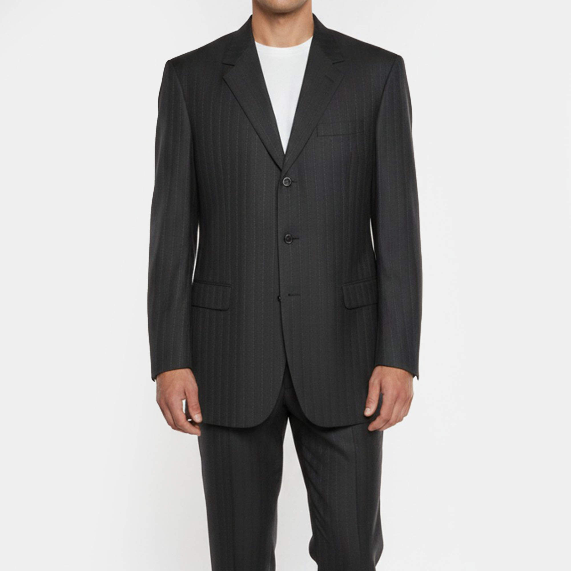 مملوكة مسبقًا Brioni Black Pinstripe Wool Blend Single Breasted Blazer XXXL
