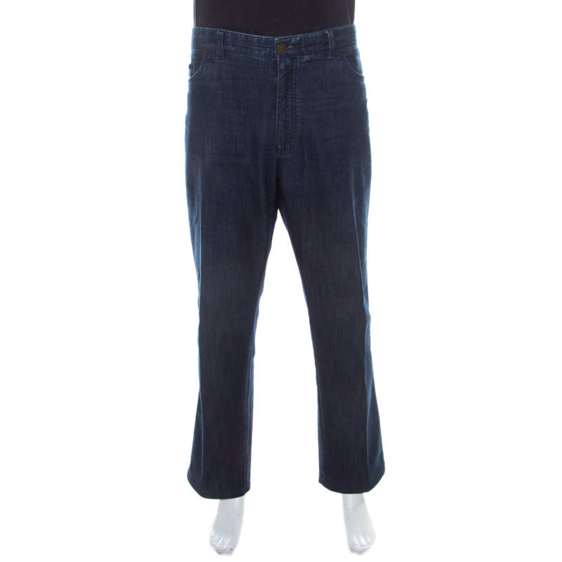 بنطلون جينز بريوني ستيلفيو دنيم بساق مستقيمة أزرق داكن 5XL