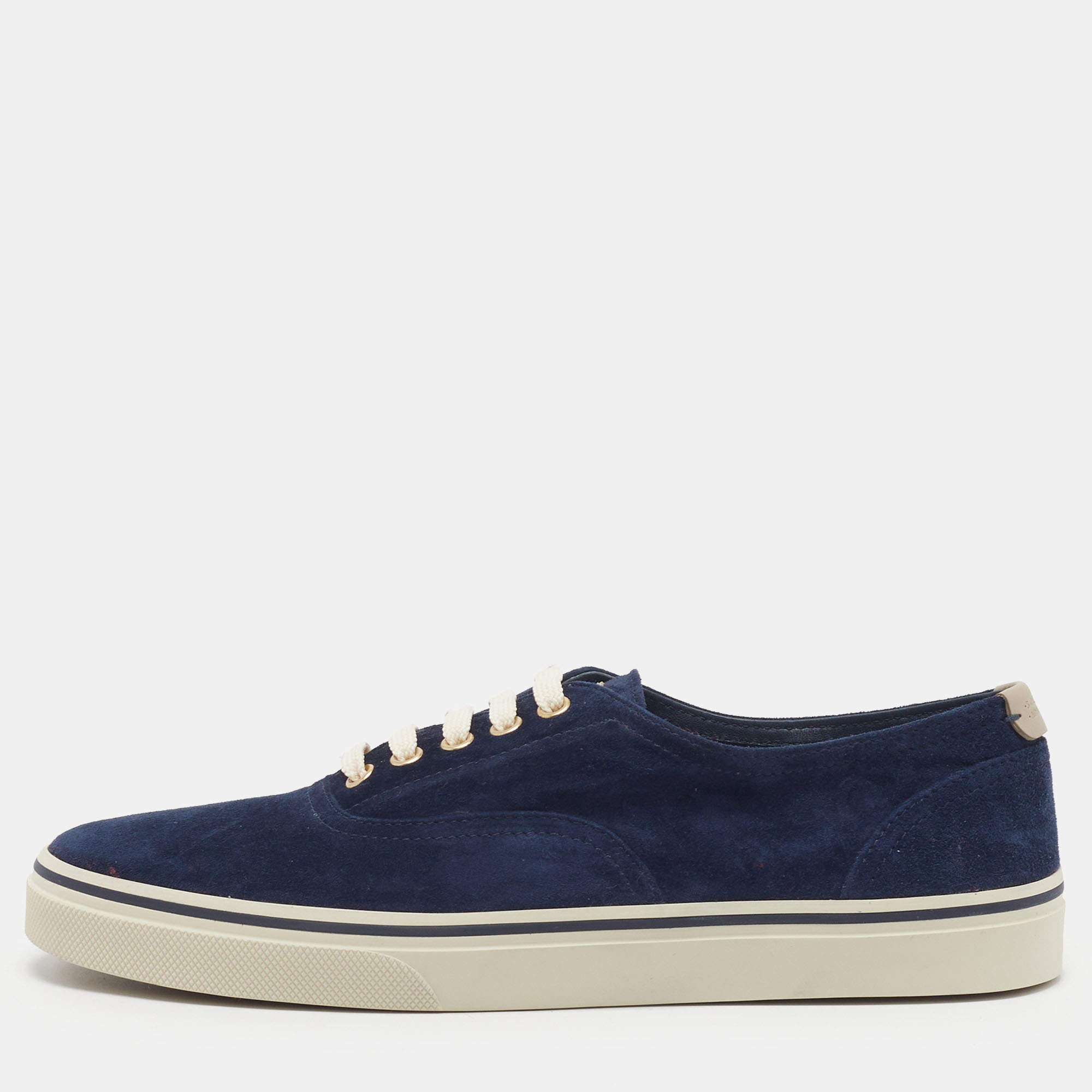 Pre Owned Brunello Cucinelli Reversed Size 42 Navy Blue Suede Low Top Sneakers