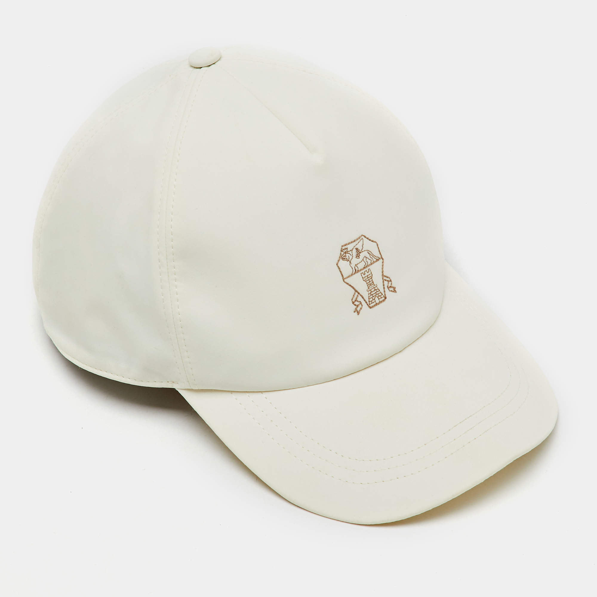 Brunello Cucinelli Cream Nylon Baseball Cap L