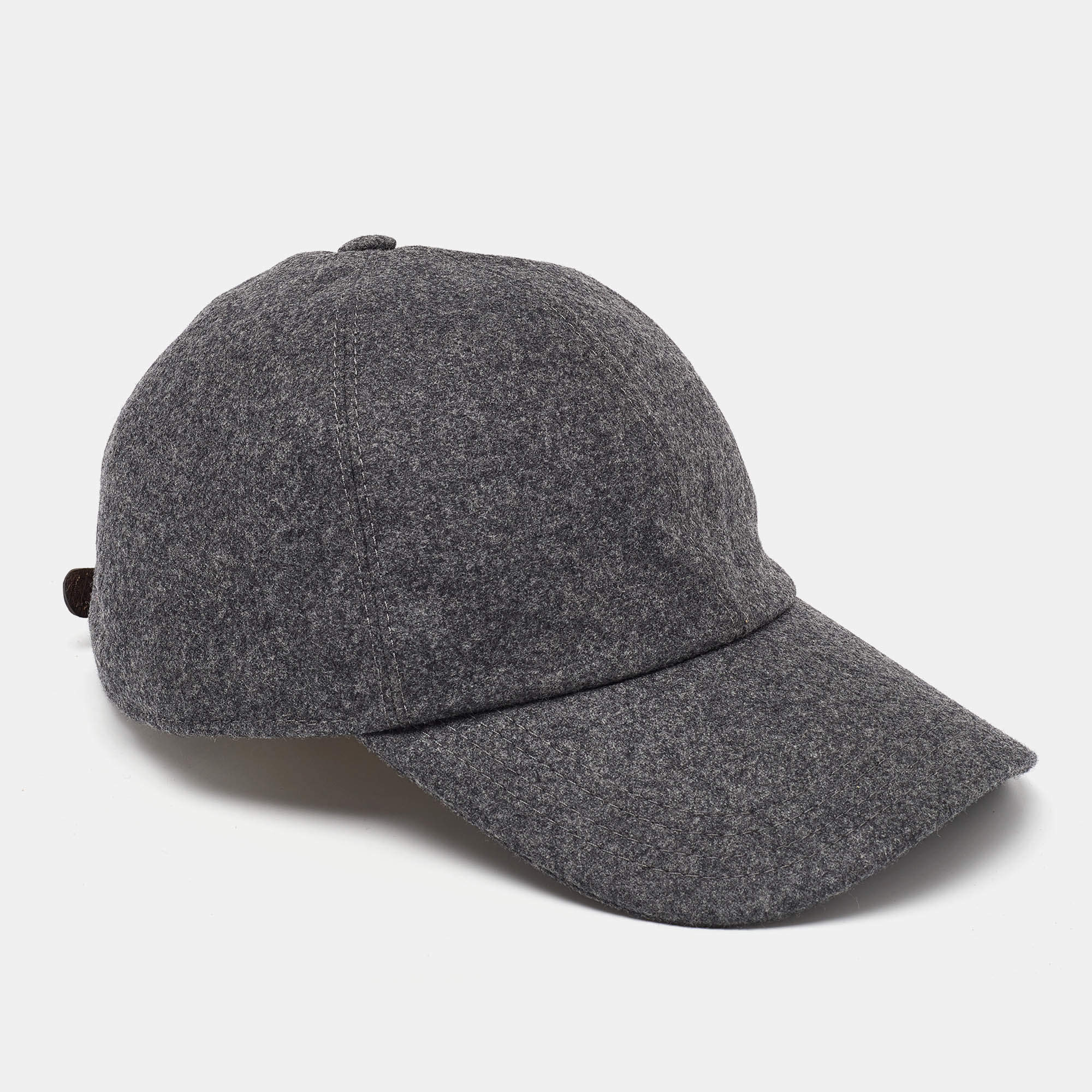 Brunello Cucinelli Grey Wool Basketball Cap M