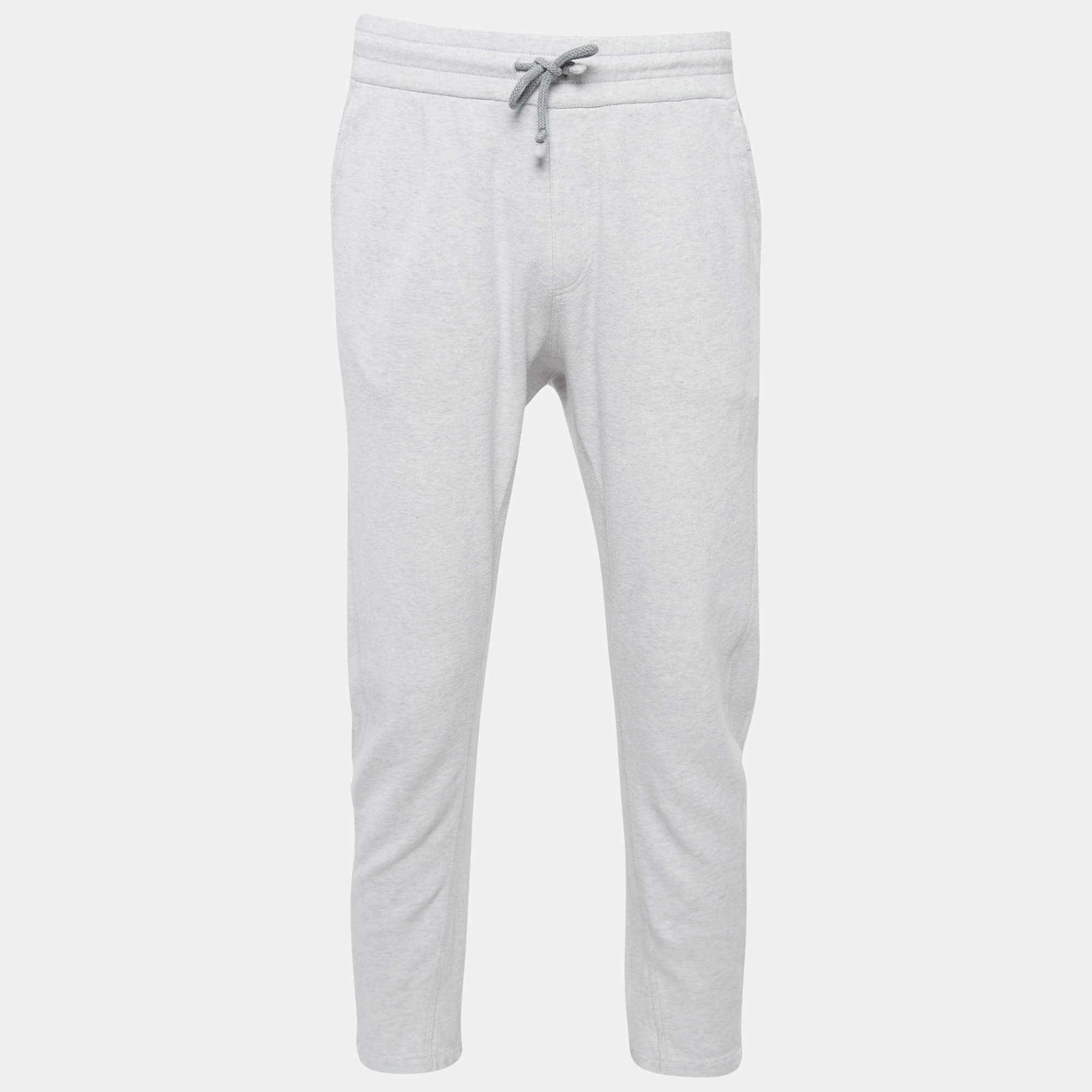 Brunello Cucinelli Grey Cotton Knit Sweatpants S