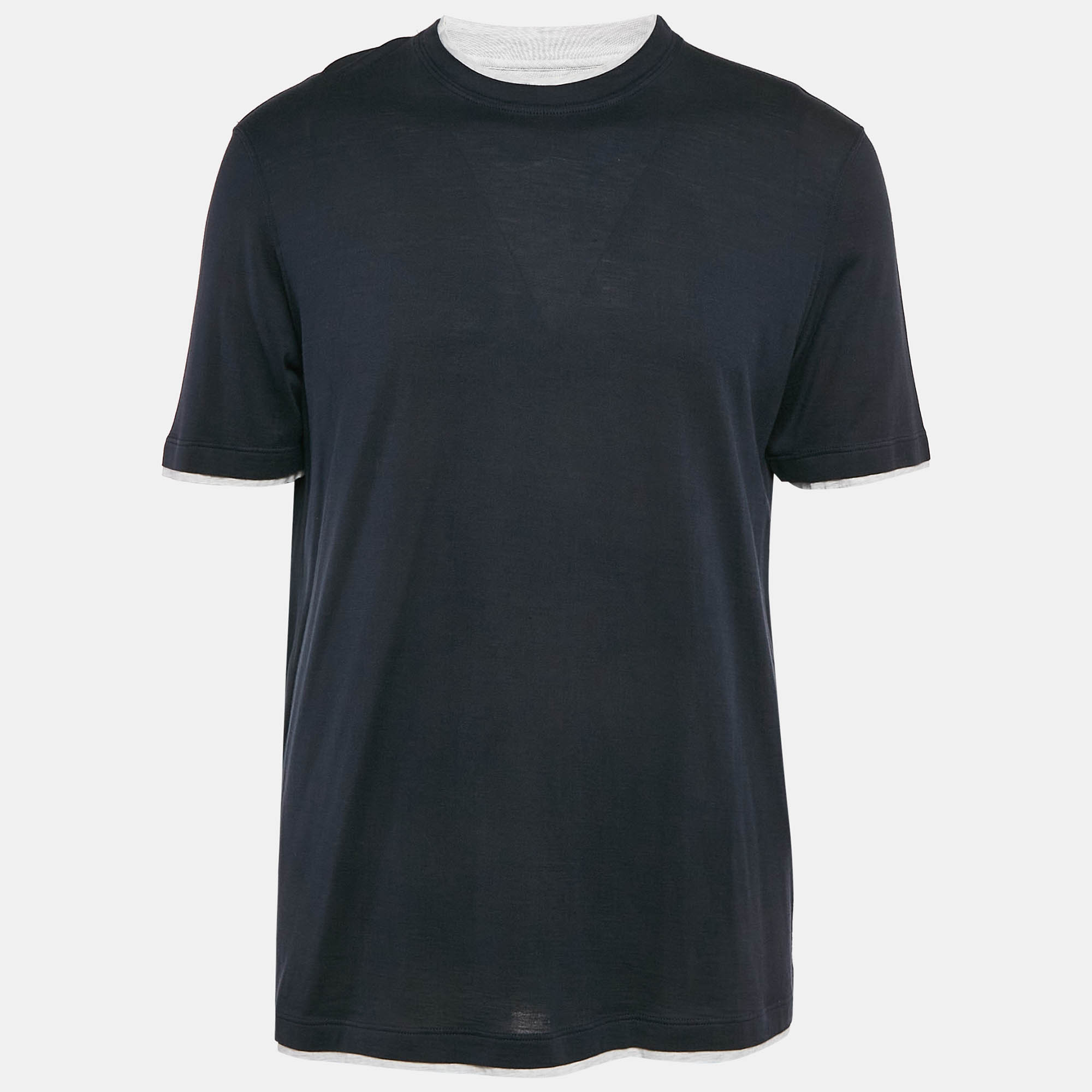 Brunello Cucinelli Navy Blue Jersey Crewneck T-Shirt XXL