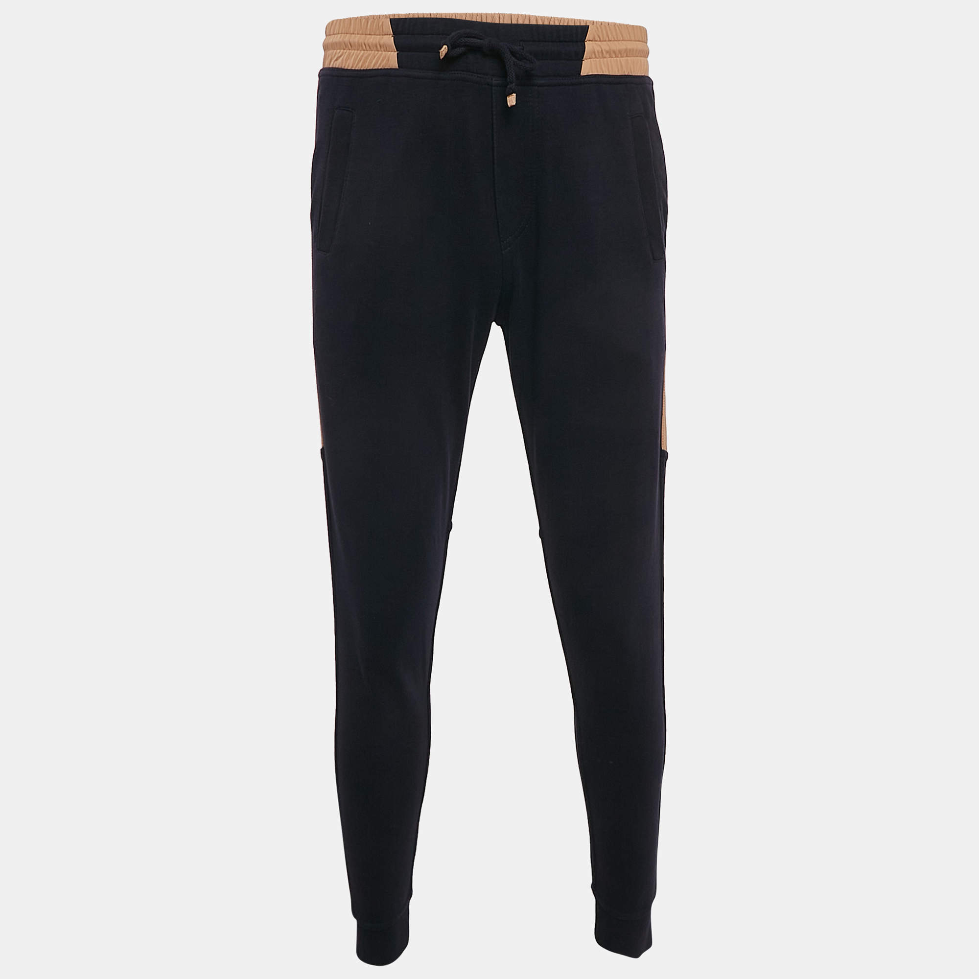 Brunello Cucinelli Navy Blue Cotton Knit Contrast Trimmed Sweatpants XS