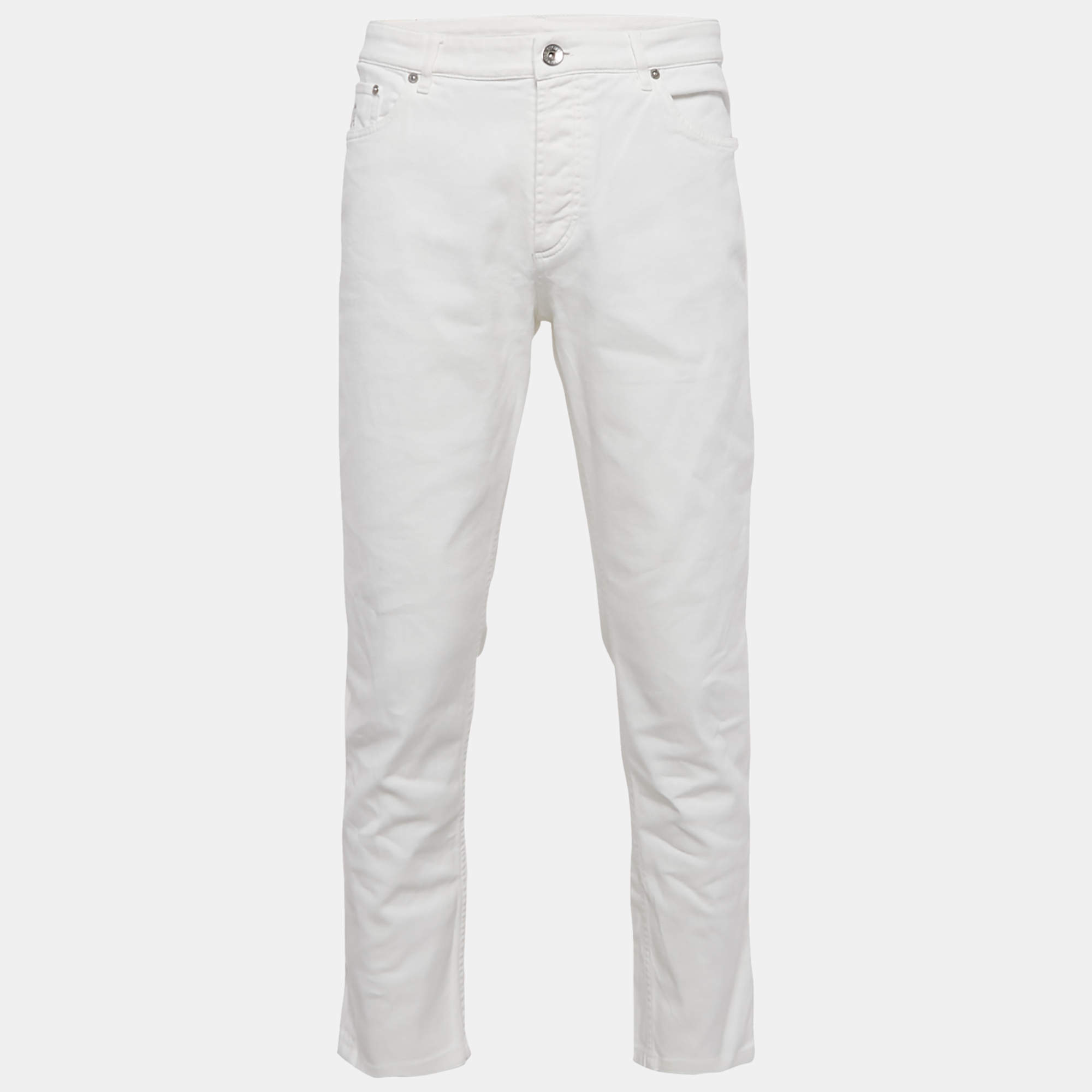 Pre Owned Brunello Cucinelli  White Denim Traditional Fit Jeans l Waist 34"