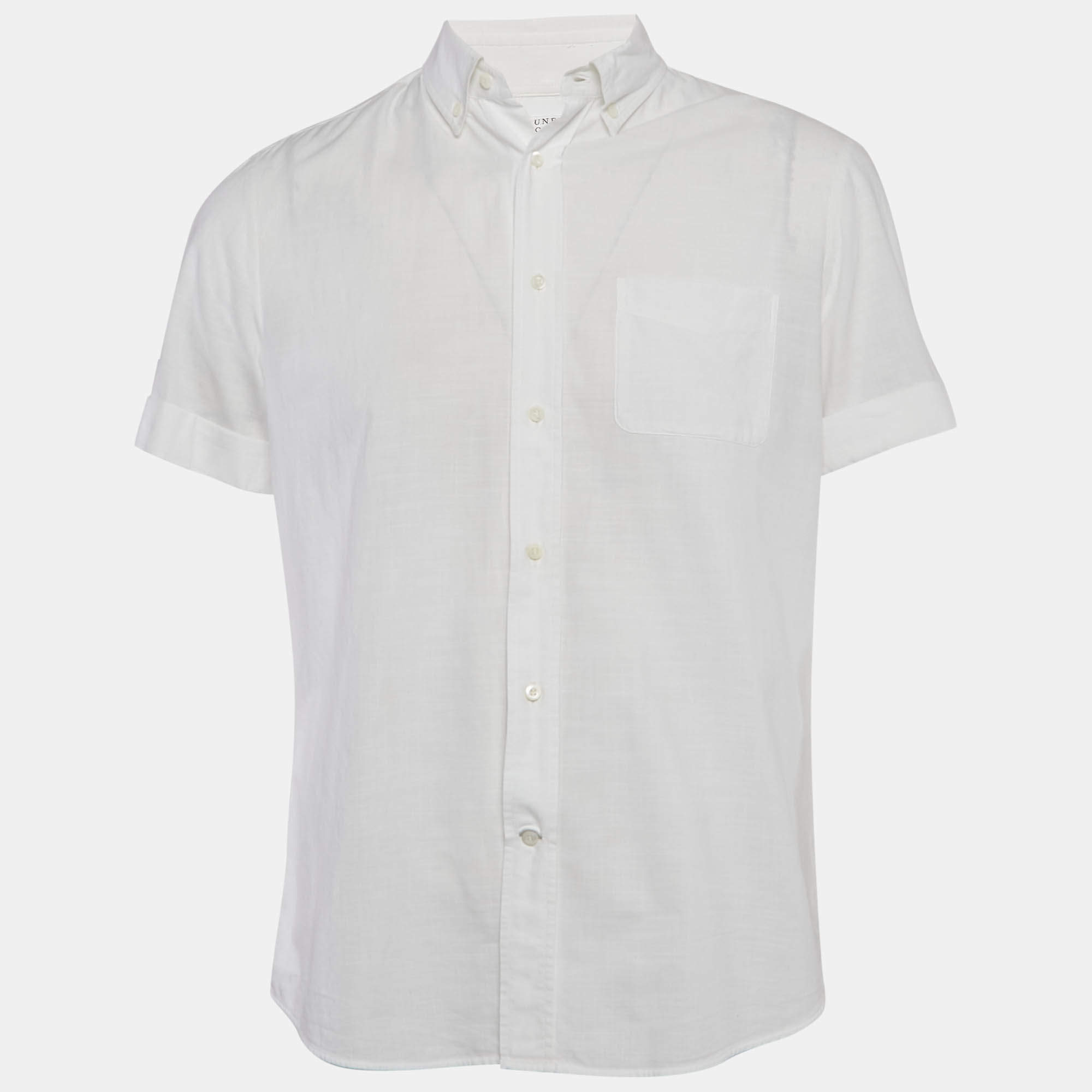 Brunello Cucinelli White Cotton Buttoned Half Sleeve Shirt L