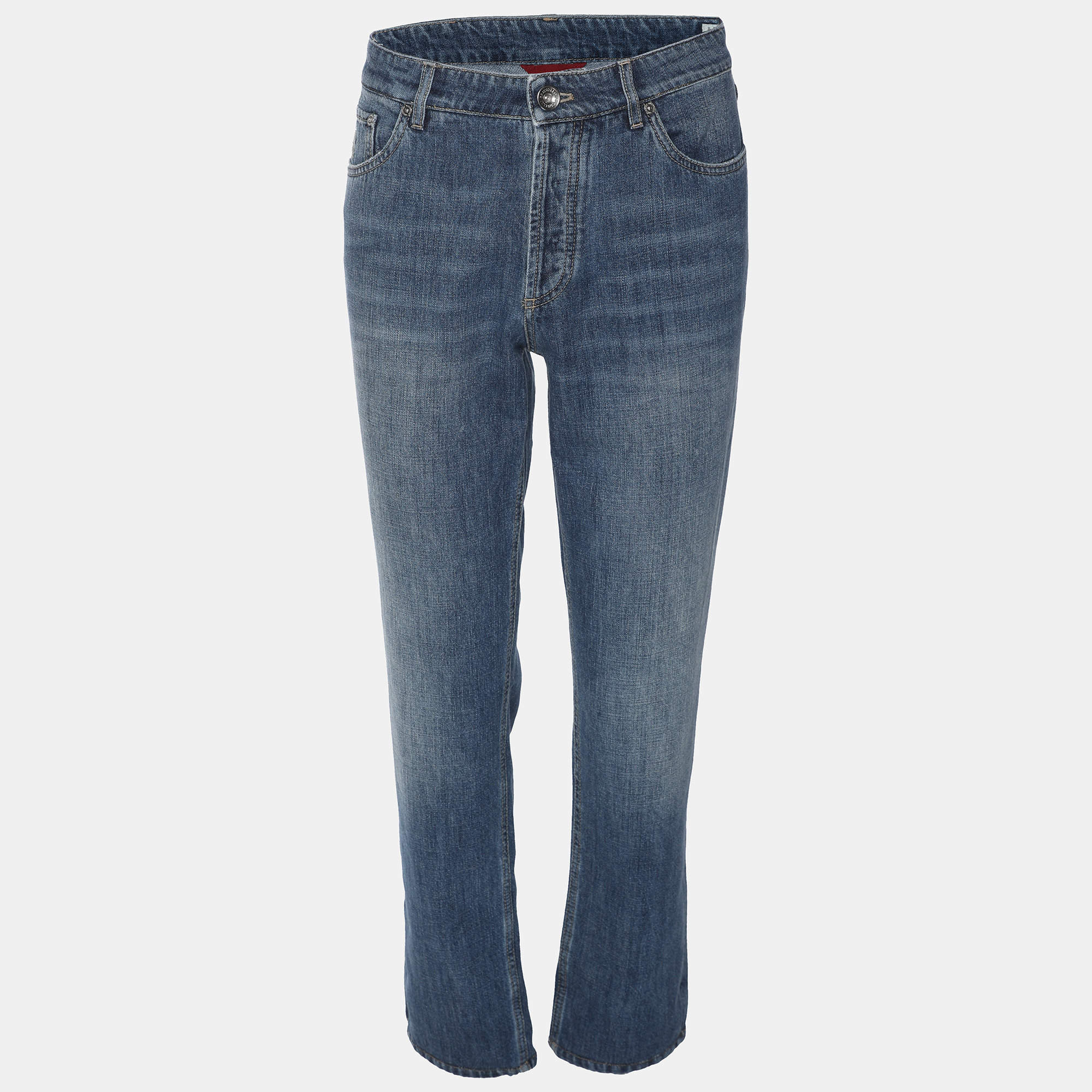 Pre Owned Brunello Cucinelli Blue Denim Traditional Fit Jeans M