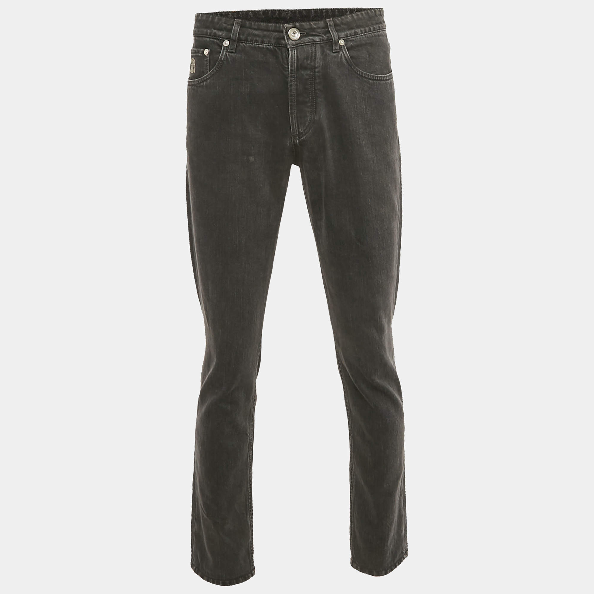 Pre Owned Brunello Cucinelli Black Denim Traditional Fit Jeans S Waist 30"