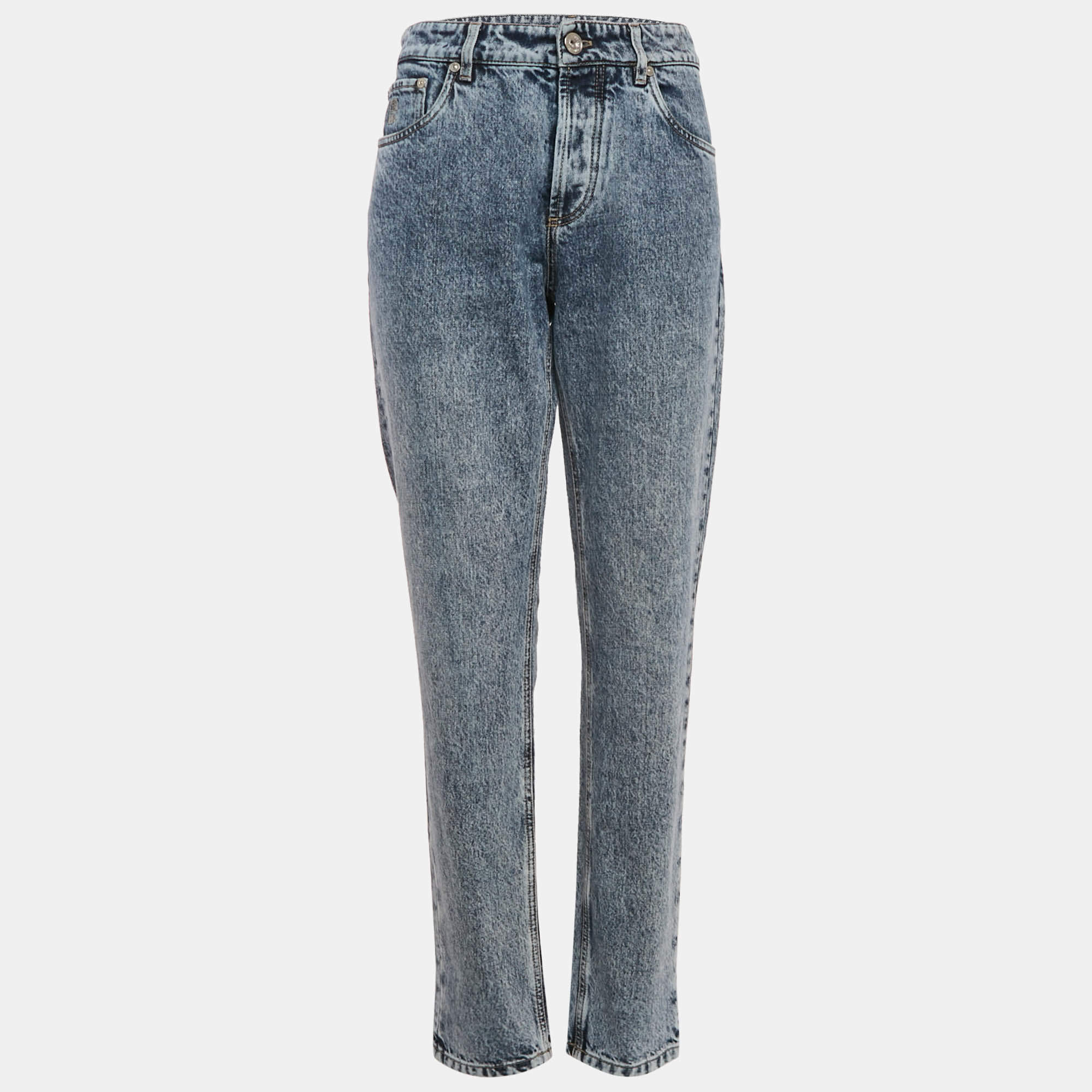Pre Owned Brunello Cucinelli Blue Washed Denim Jeans S Waist 32"