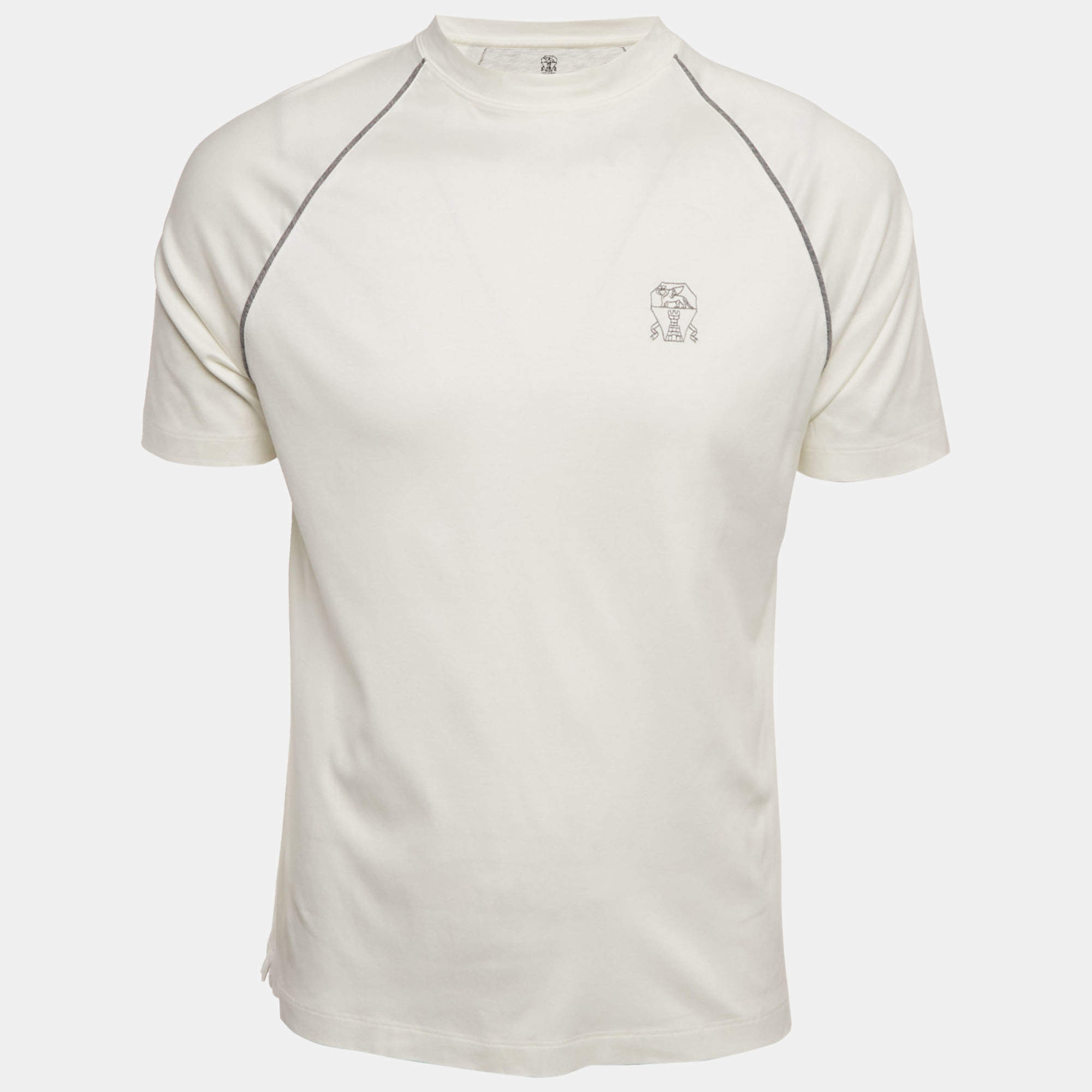 Pre Owned Brunello Cucinelli White Cotton Knit T-Shirt M