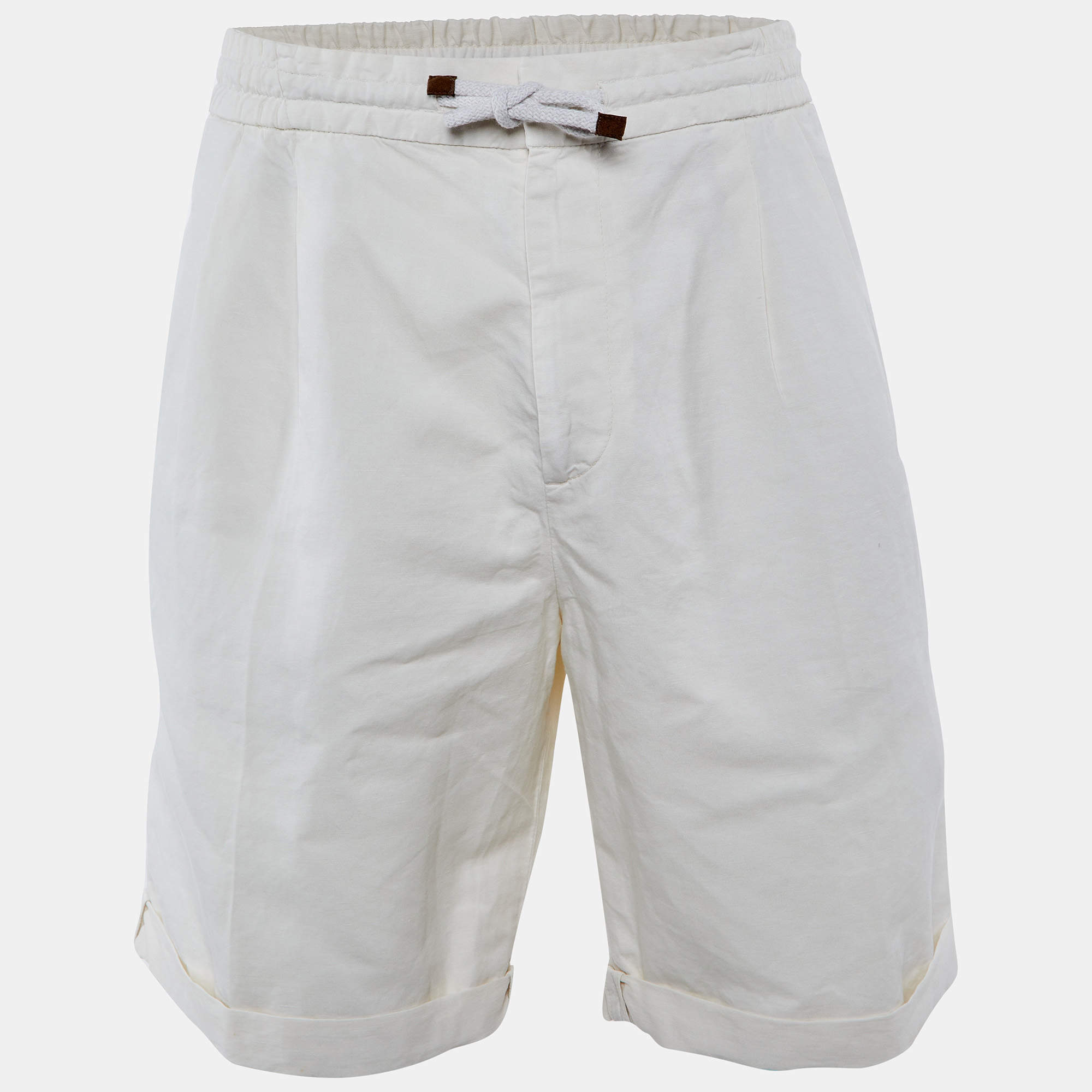 Pre Owned Brunello Cucinelli Off-White Cotton Bermuda Shorts XXXL