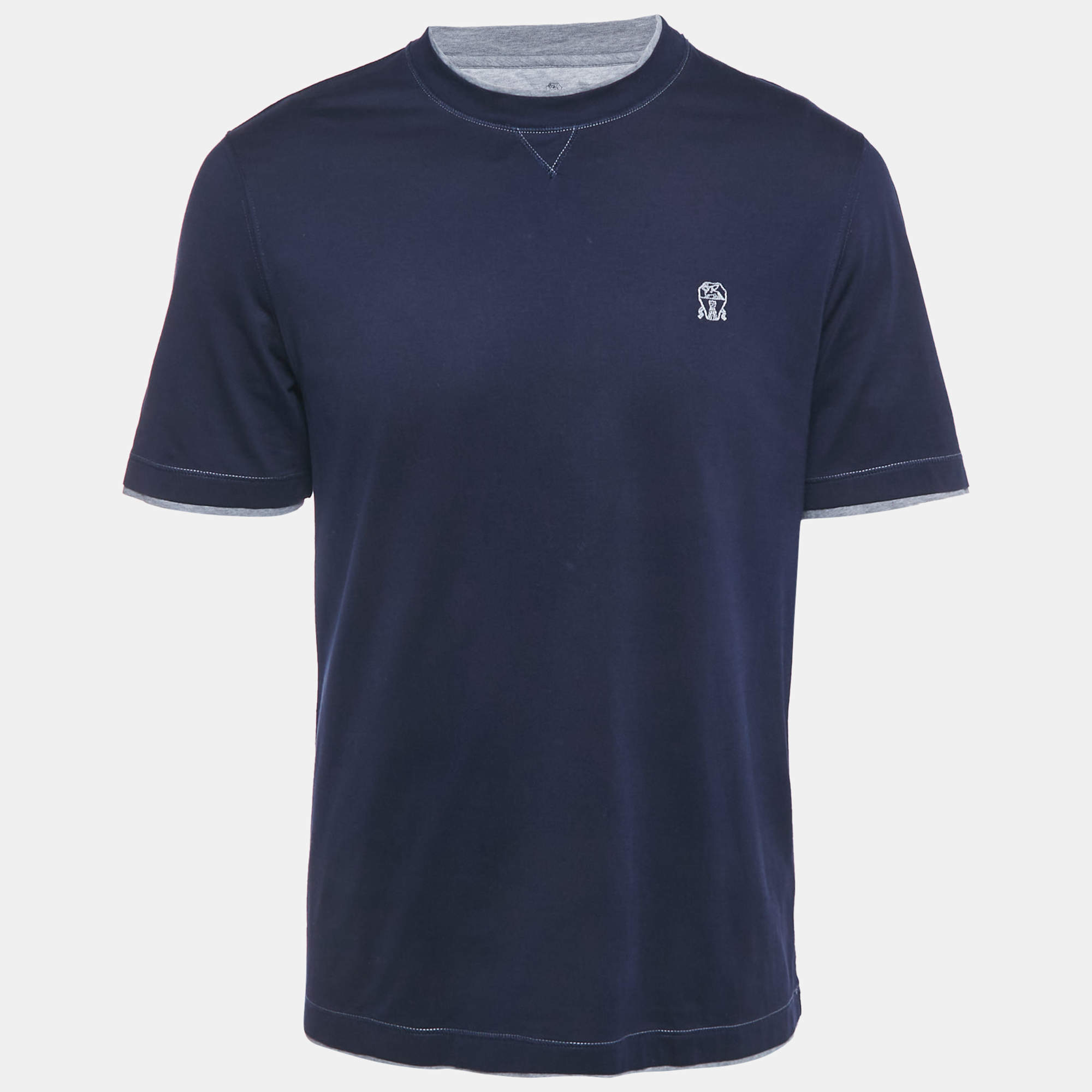 Pre Owned Brunello Cucinelli Blue Jersey Crewneck T-Shirt M