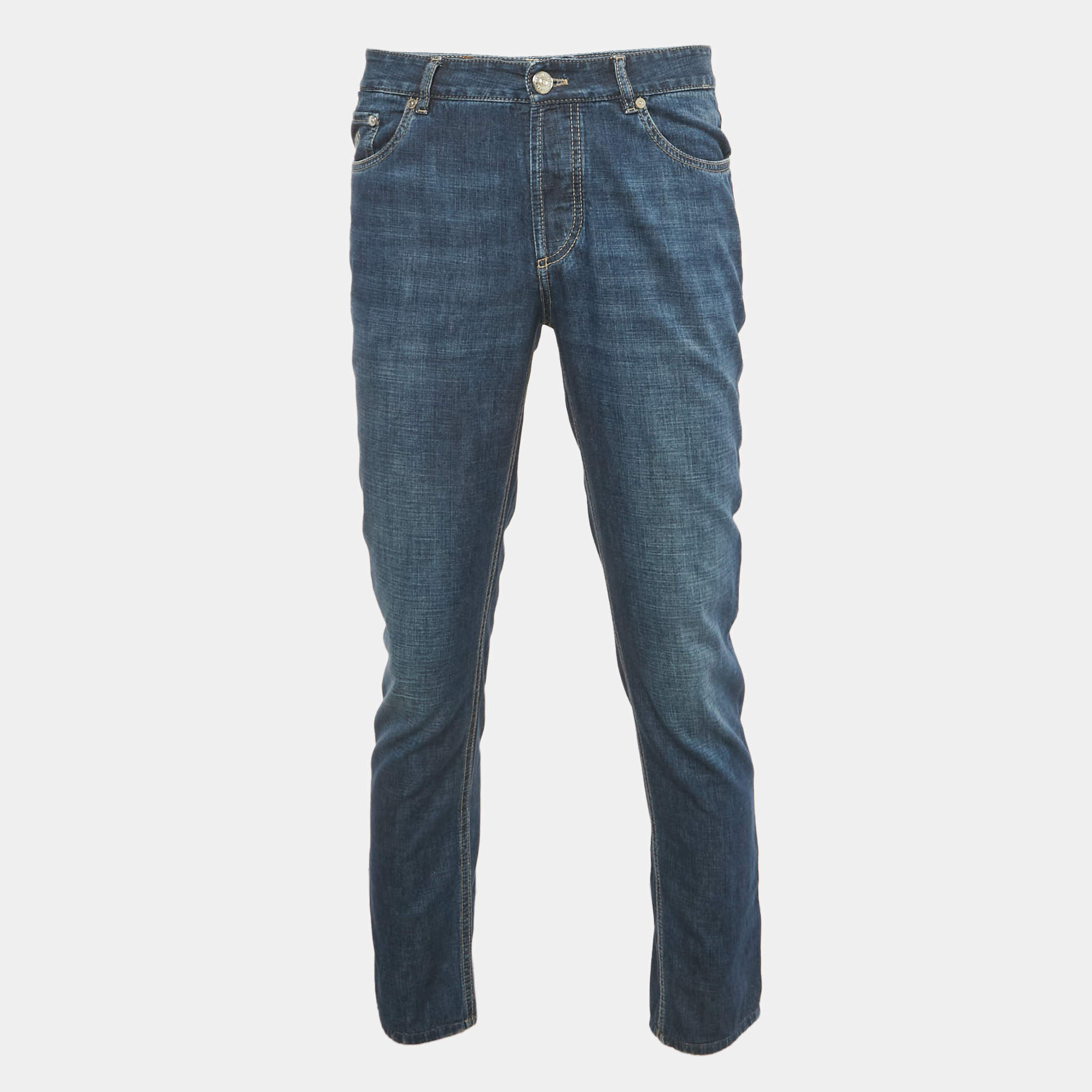 مملوكة مسبقًا Brunello Cucinelli Blue Faded Denim Traditional Fit Jeans M Waist 31"