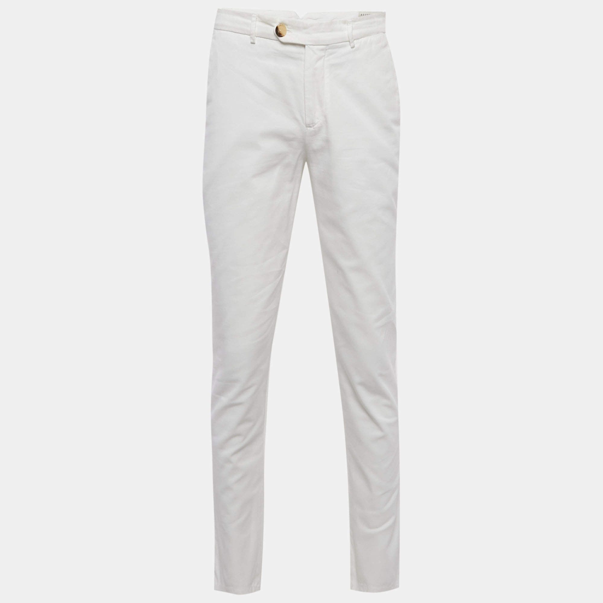 Pre Owned بنطلون برونيلو كوتشينيللي قطن أبيض قصة عادية مقاس متوسط