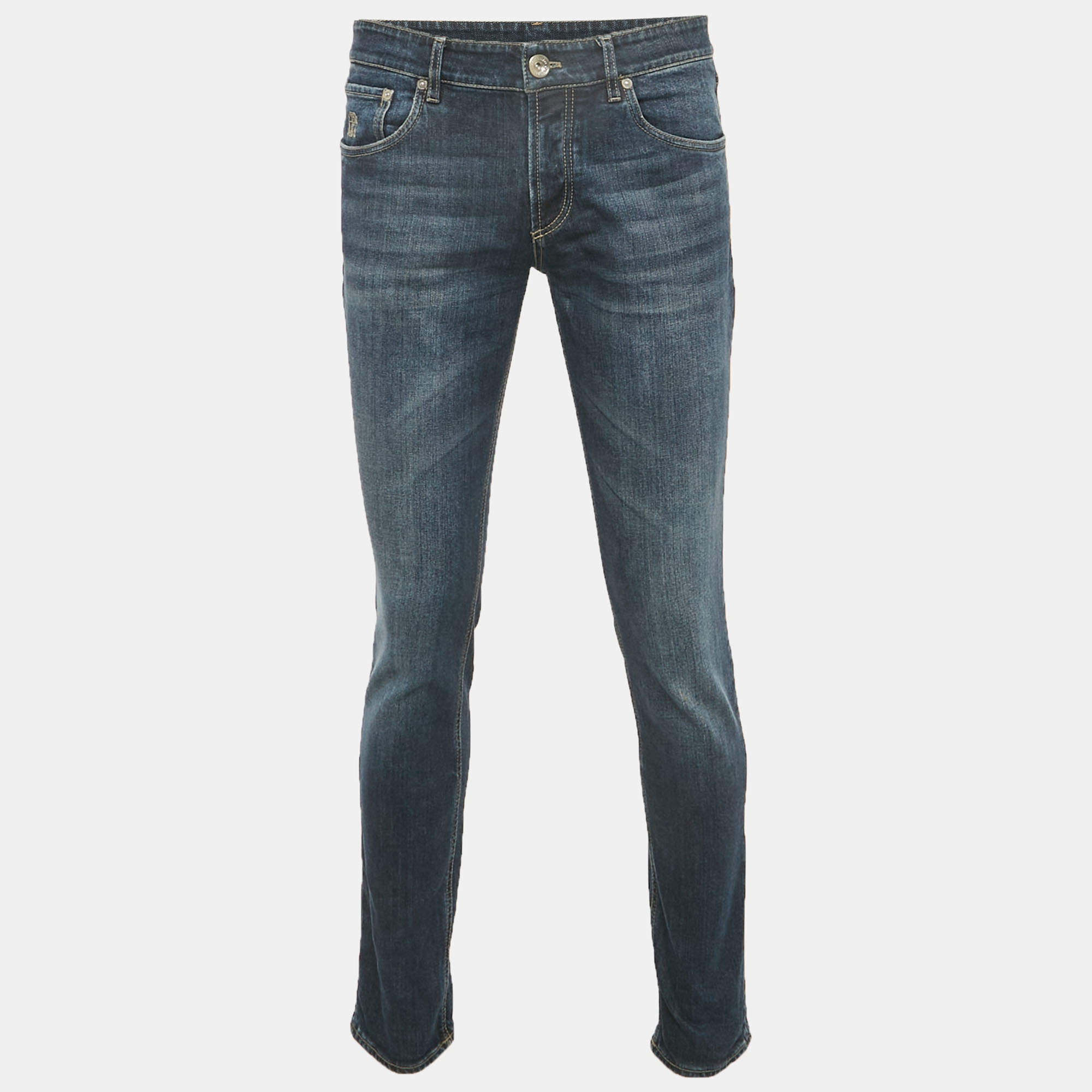 Pre Owned Brunello Cucinelli Blue Denim Traditional Fit Jeans S/Waist 32"