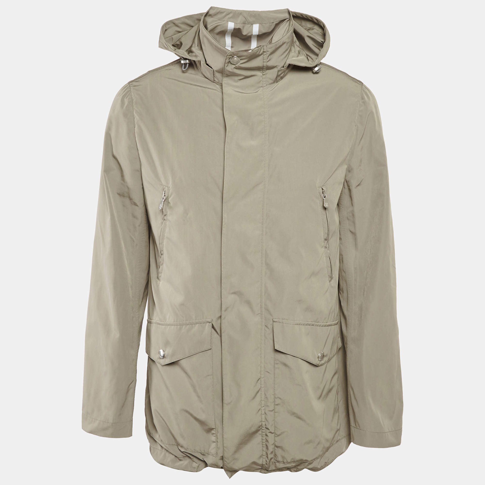 Pre Owned Brunello Cucinelli Sage Green Synthetic Hooded Jacket S