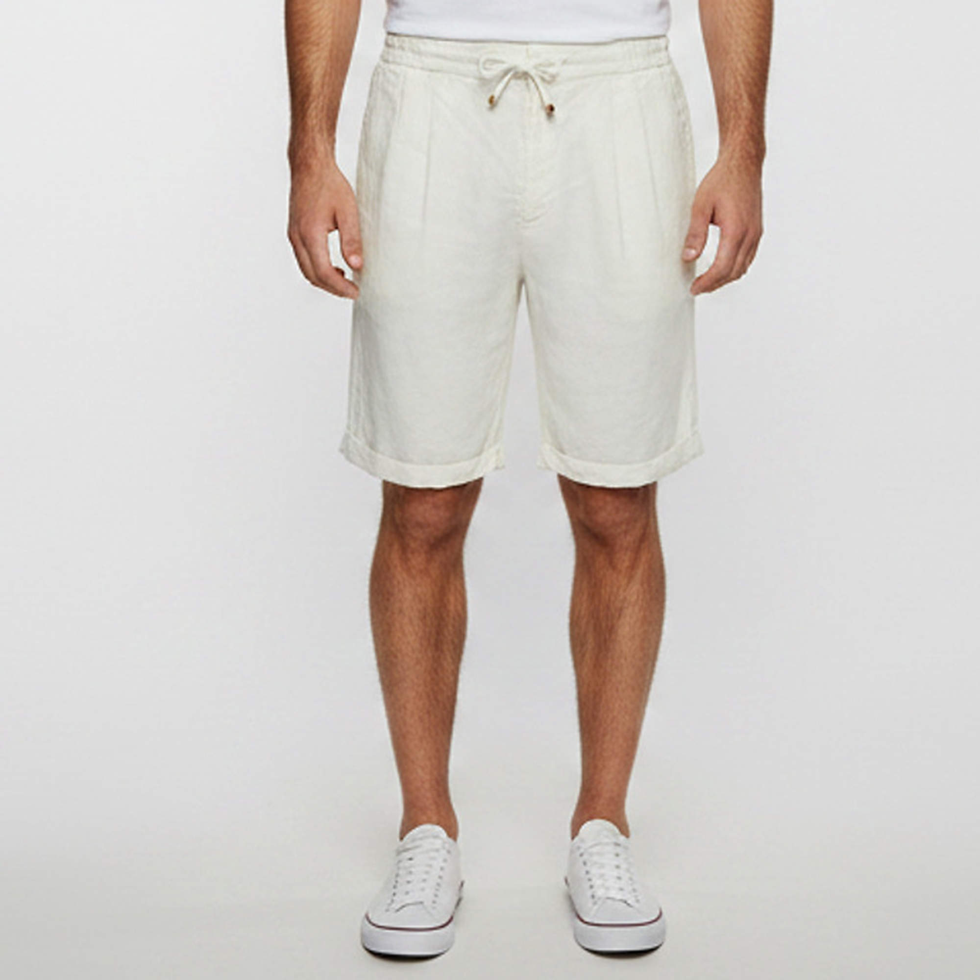 Pre Owned Brunello Cucinelli White Linen Drawstring Shorts XS
