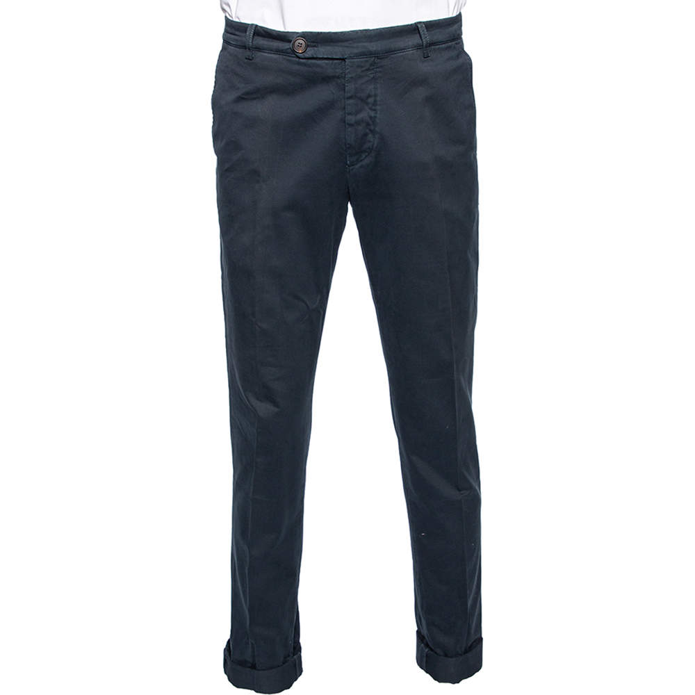 Pre Owned Brunello Cucinelli Dyed Blue Cotton Pants M