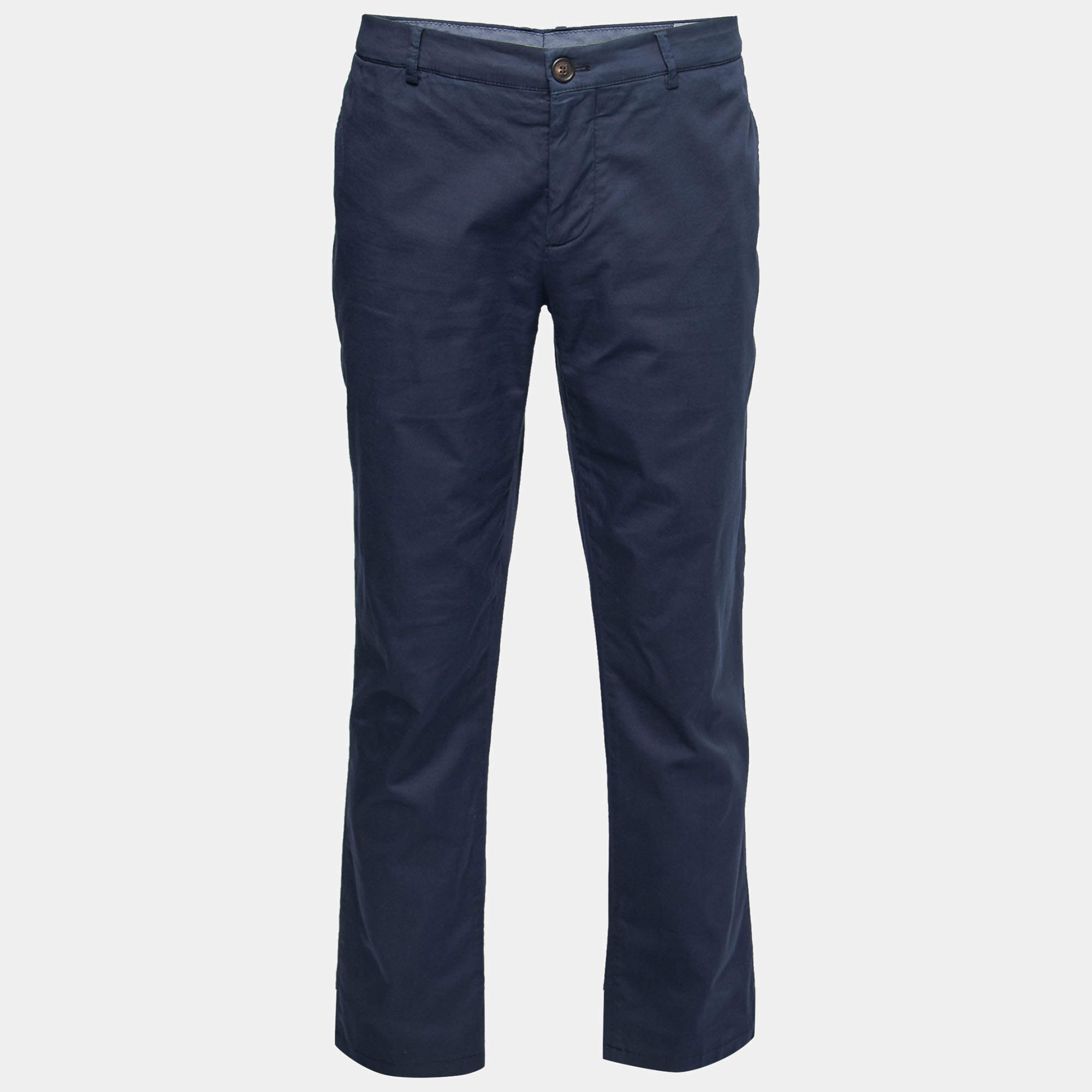 Pre Owned Brunello Cucinelli Navy Blue Cotton Pants XXXL