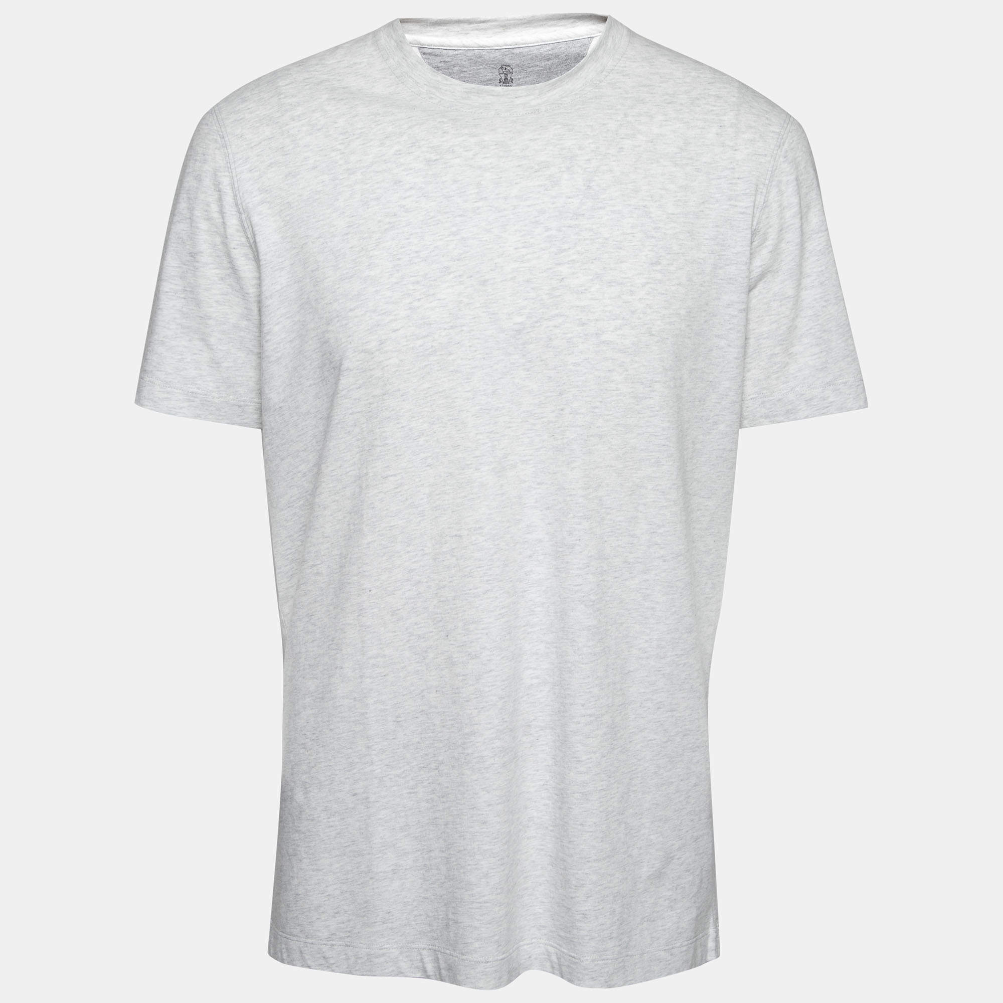 Pre Owned Brunello Cucinelli Grey Cotton Short Sleeve Slim Fit T-Shirt XL