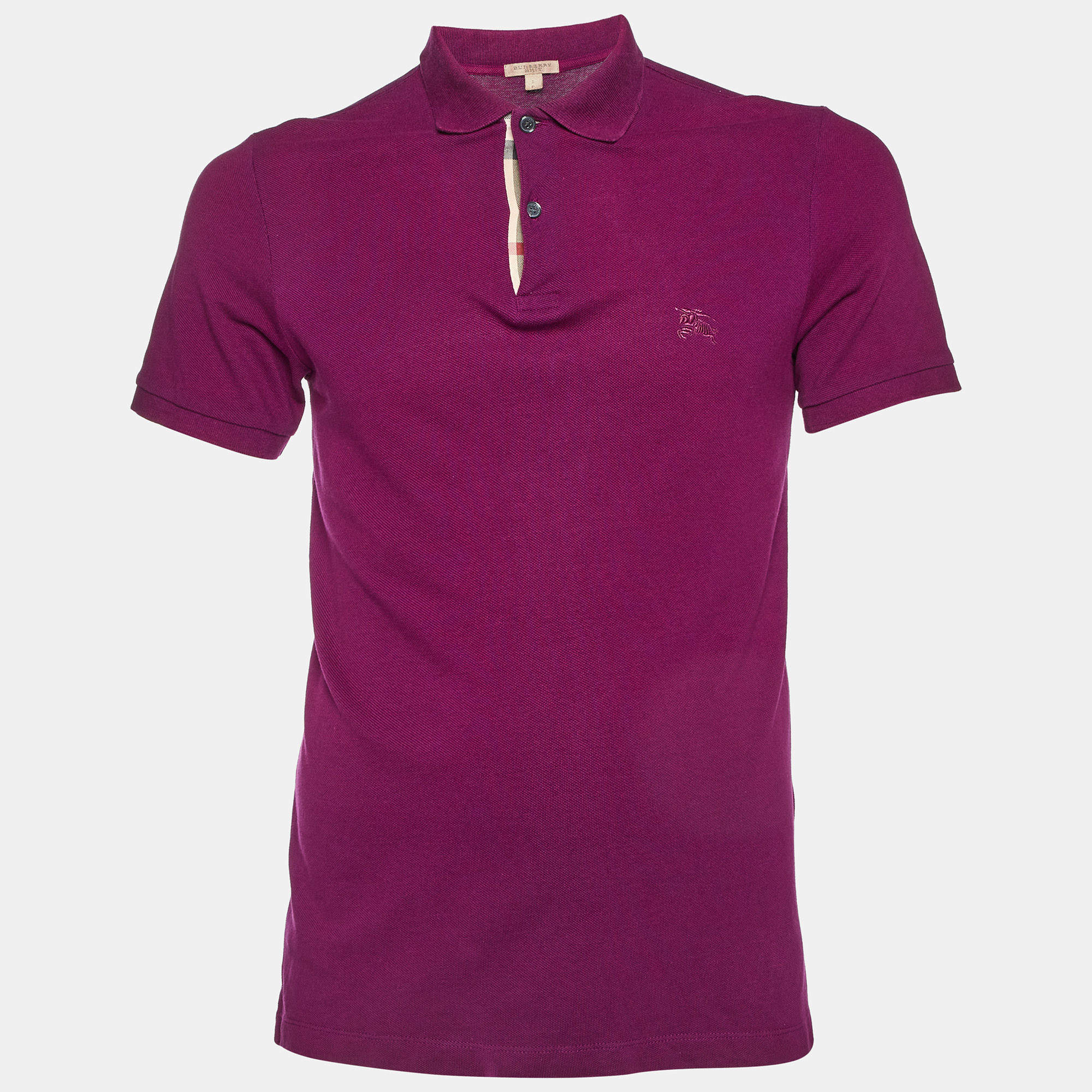 Burberry Brit Purple Cotton Pique Knit Logo Embroidered Polo T Shirt S