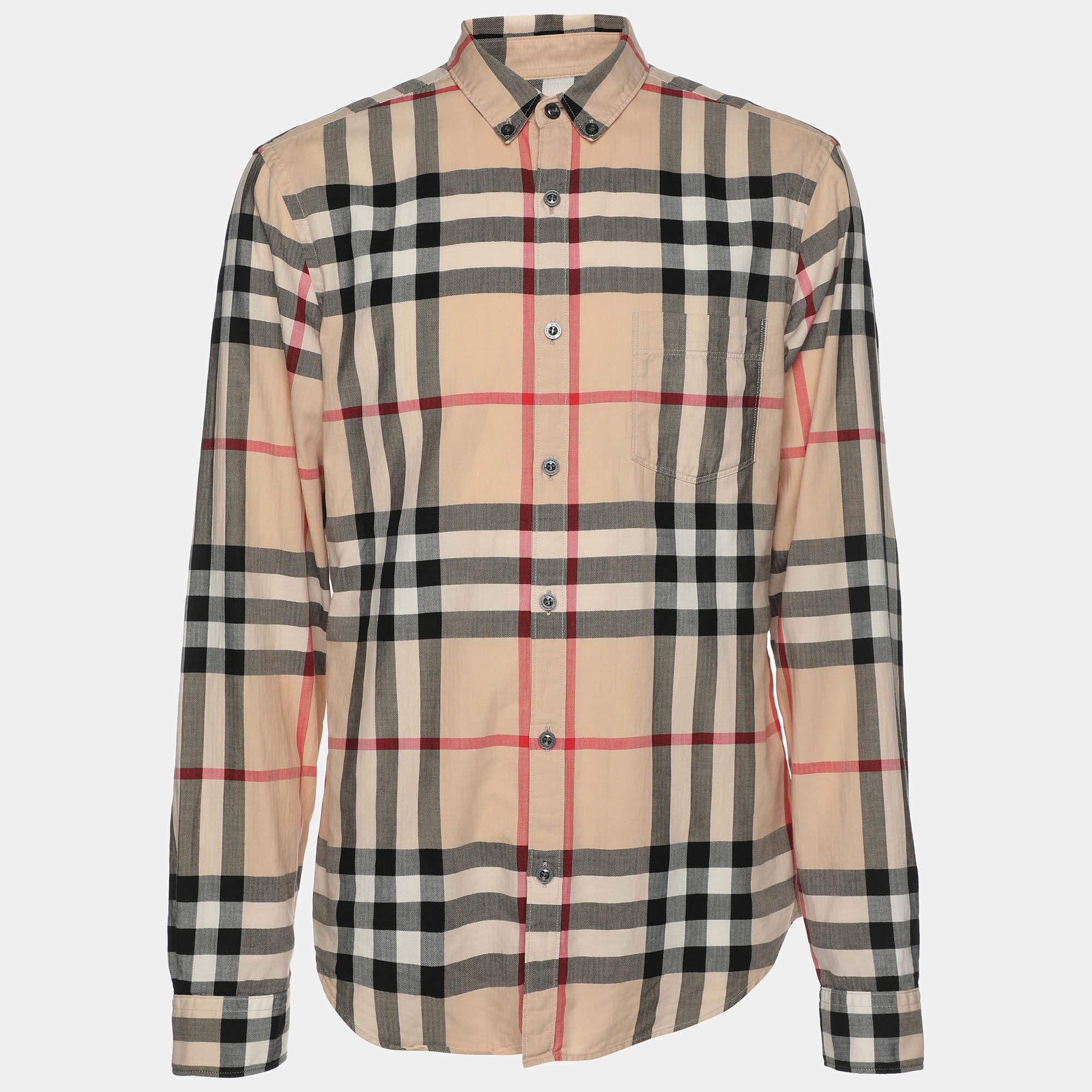 Pre Owned Burberry Brit Begie Nova Check Cotton Shirt M