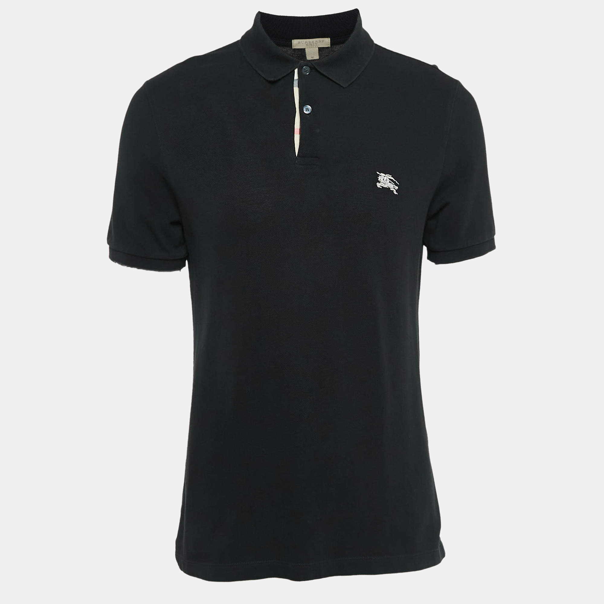 Burberry Brit Black Logo Embroidered Cotton Pique Polo M