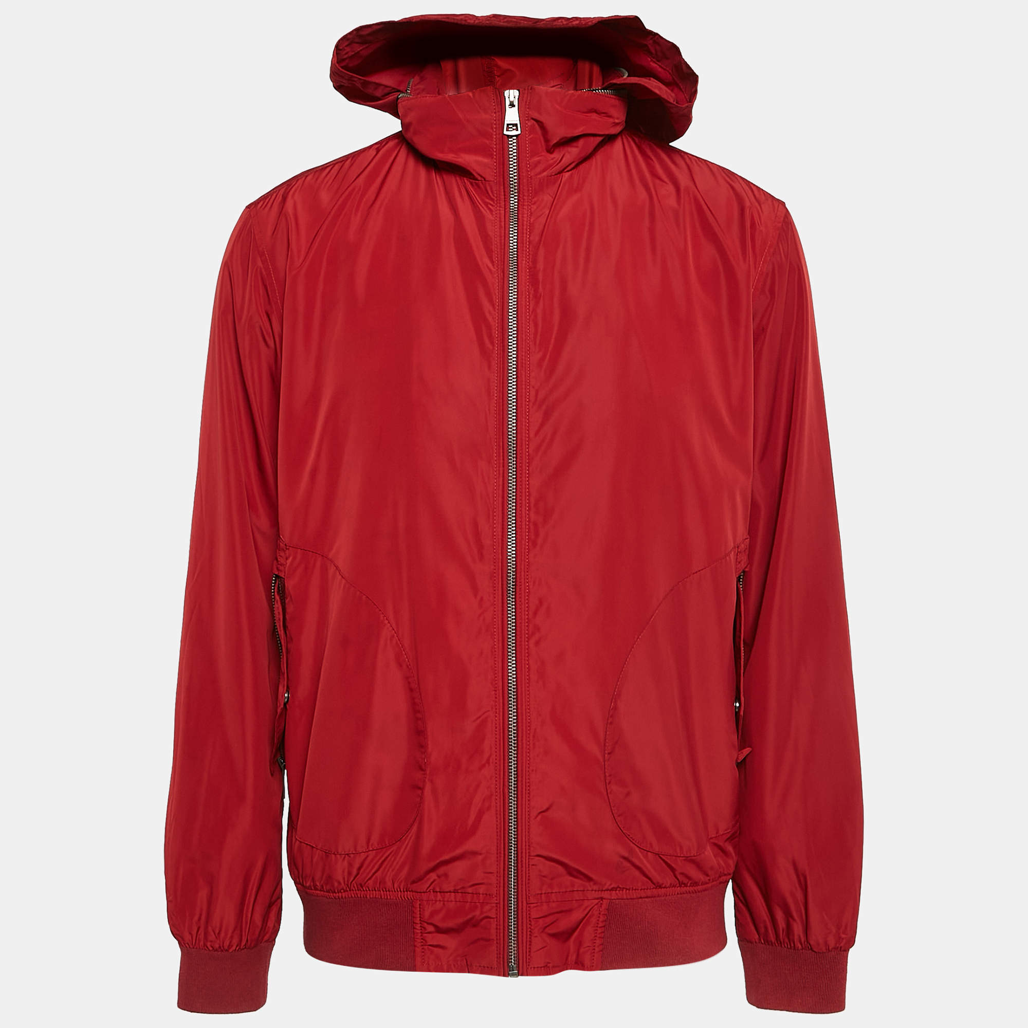 Burberry Brit Dark Red Synthetic Hooded Jacket XL 