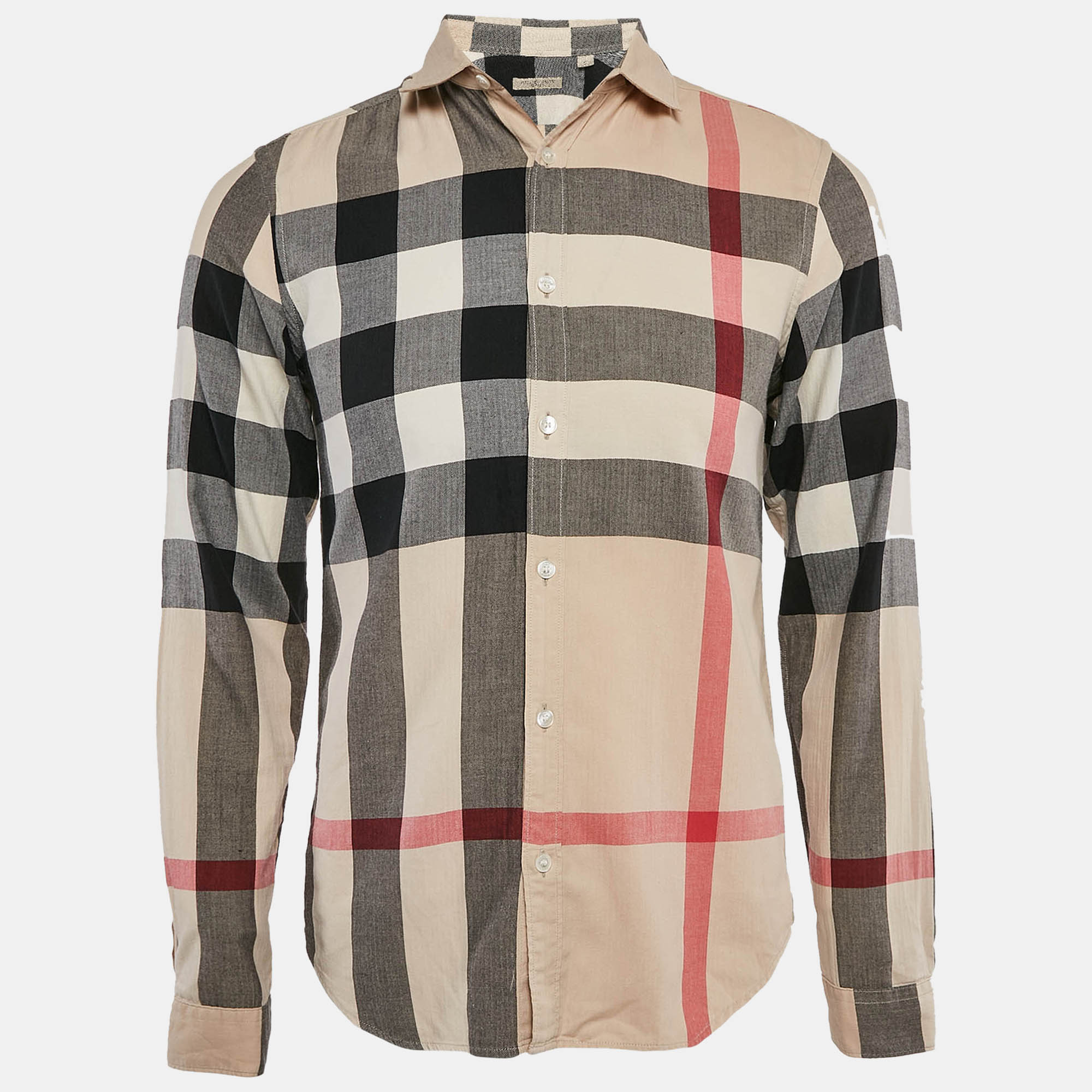 Pre Owned Burberry Brit Beige Vintage Check Cotton Shirt S