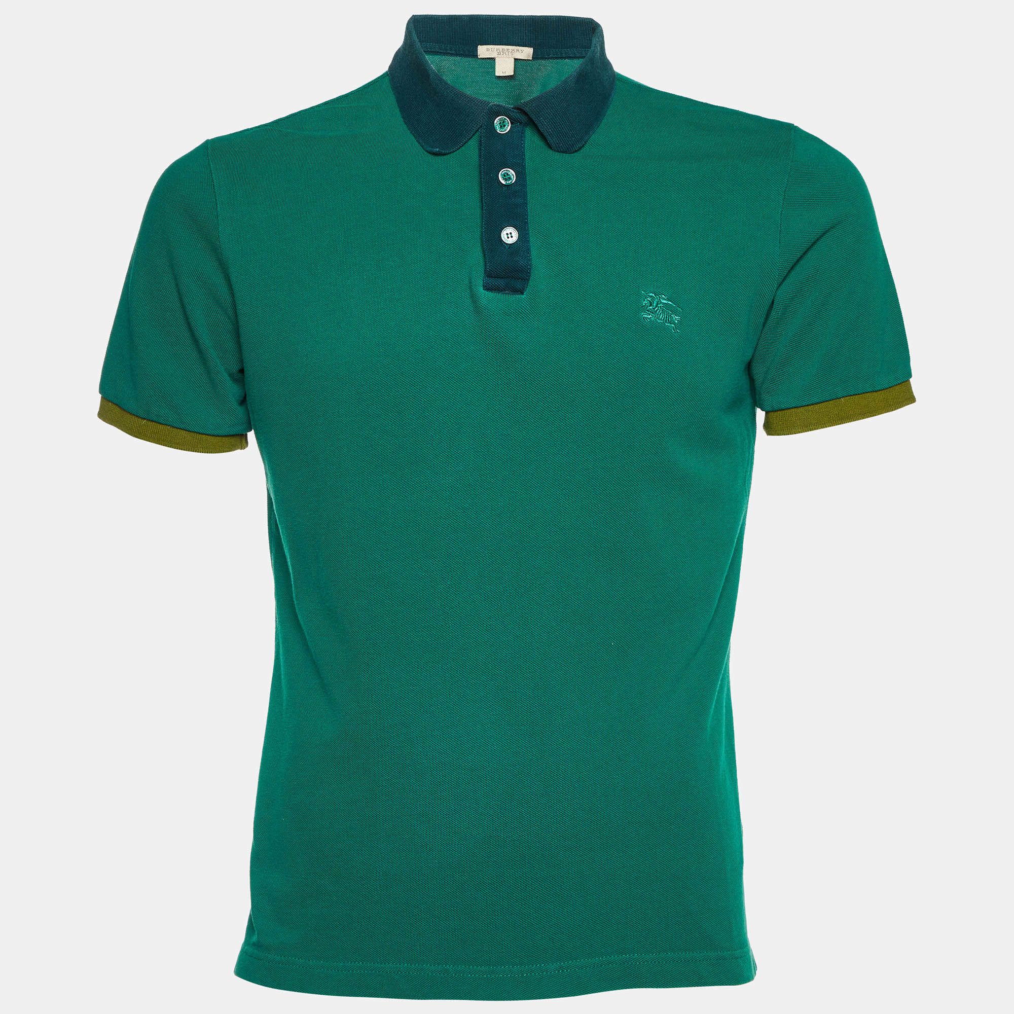 Burberry Brit Green Cotton Contrast Detail Polo T-Shirt M