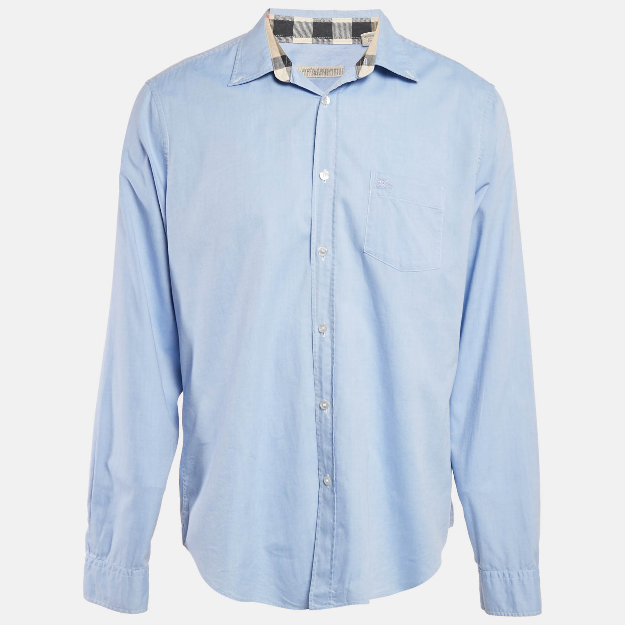 Burberry Brit Blue Cotton Button Front Shirt XL