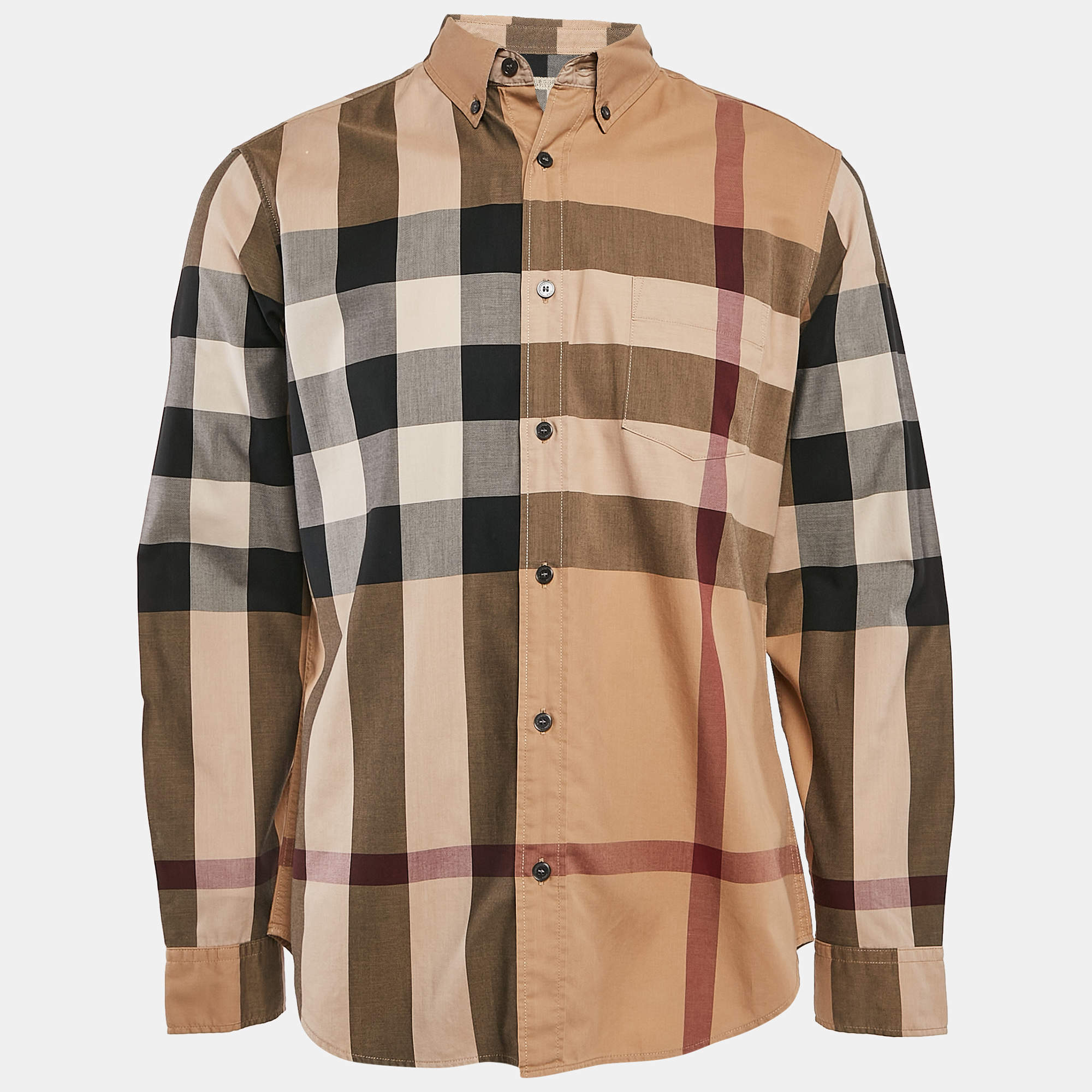 Pre Owned Burberry Brit Checks Cotton Long Sleeve Shirt L