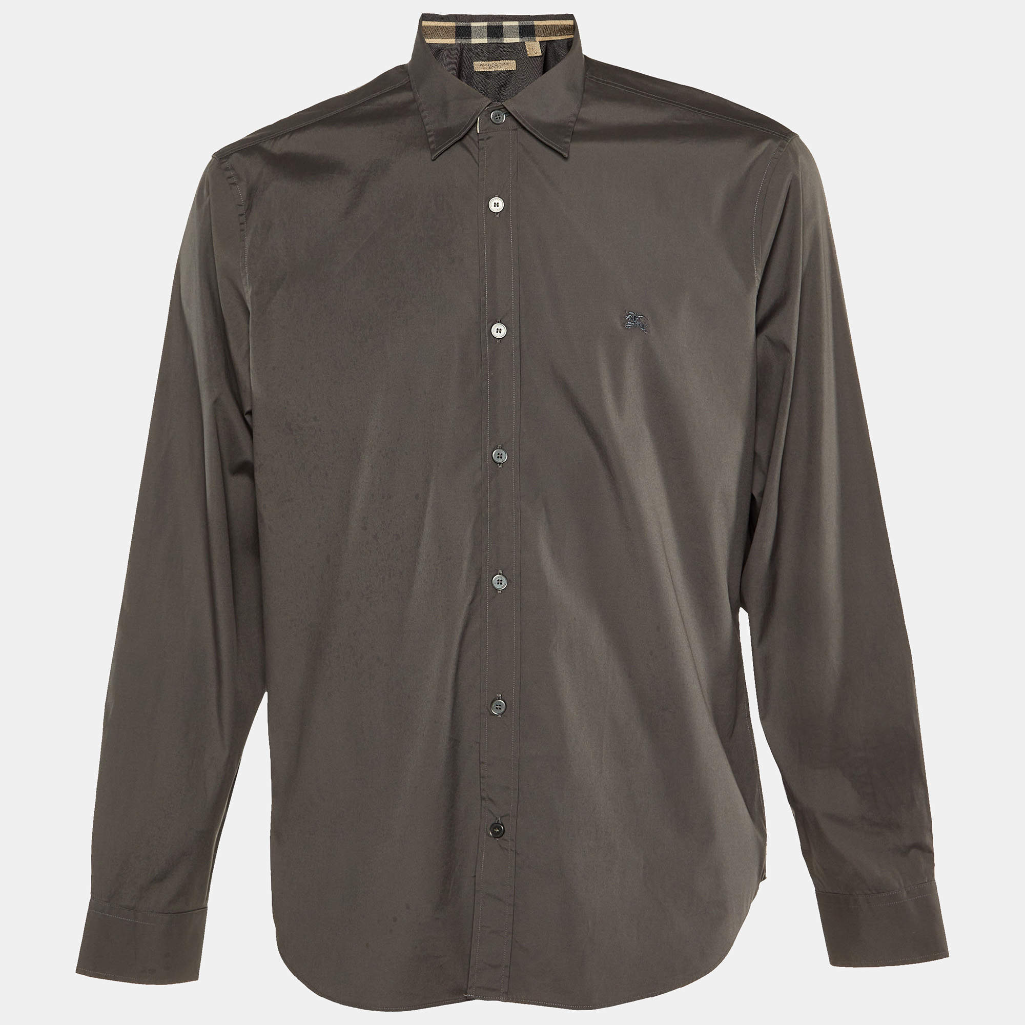 Burberry Brit Grey Cotton Button Front Shirt XL
