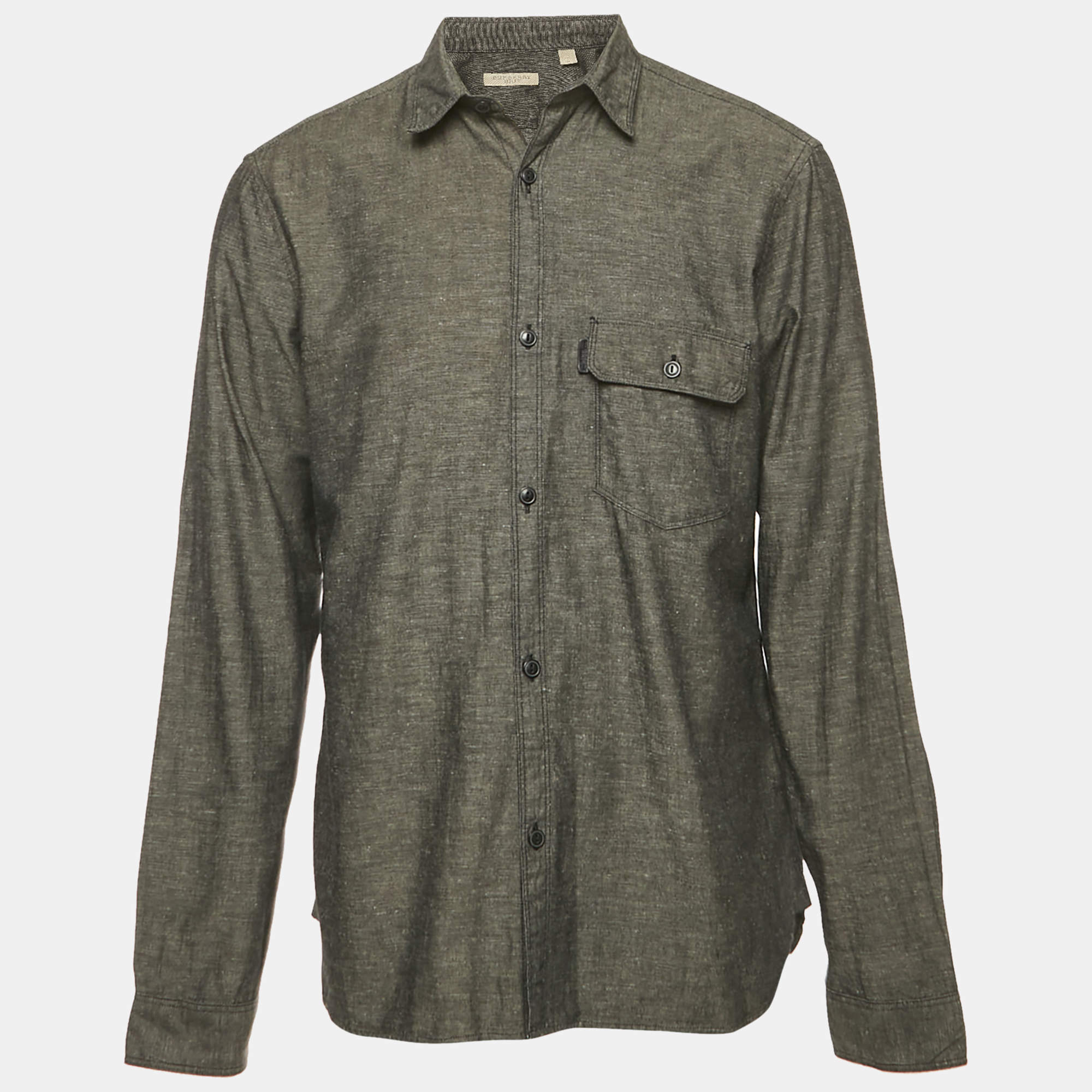 Pre Owned Burberry Brit Dark Grey Cotton Blend Button Front Shirt L