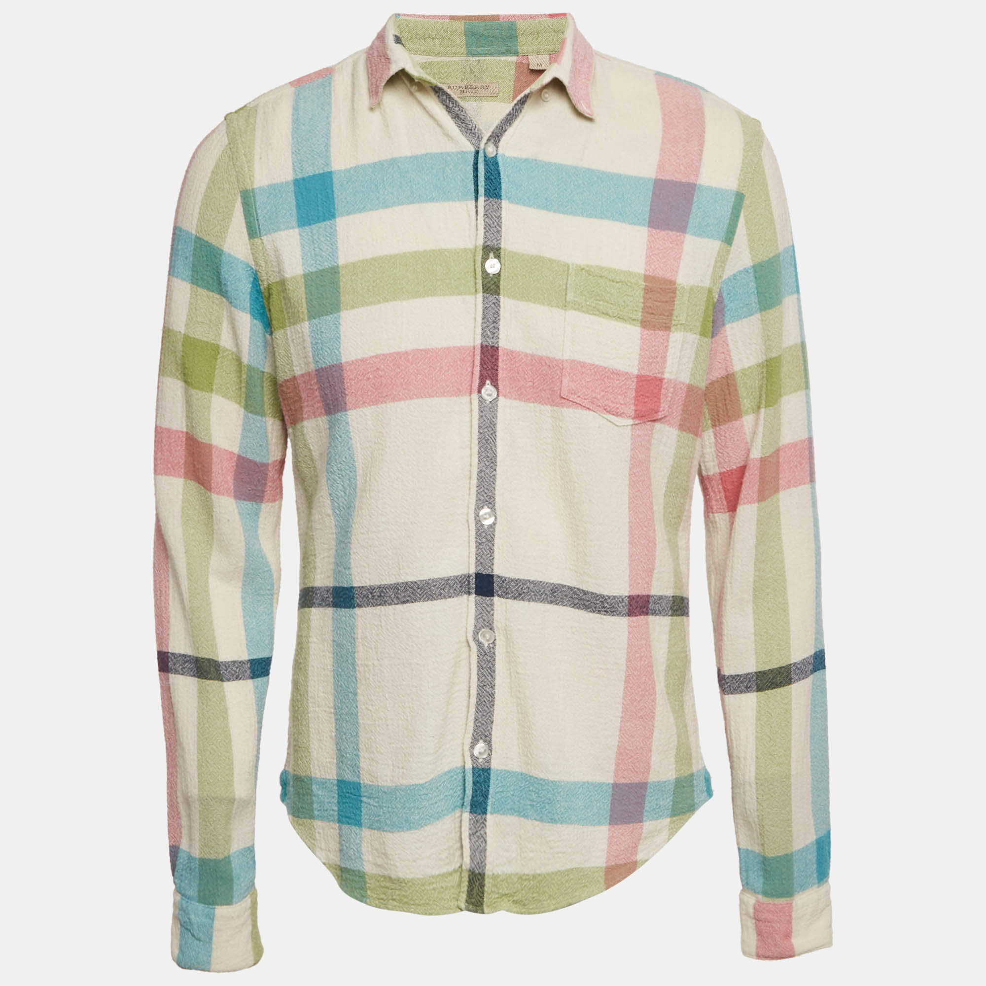 Pre Owned Burberry Brit Multicolor Nova Check Cotton Button Front Shirt M