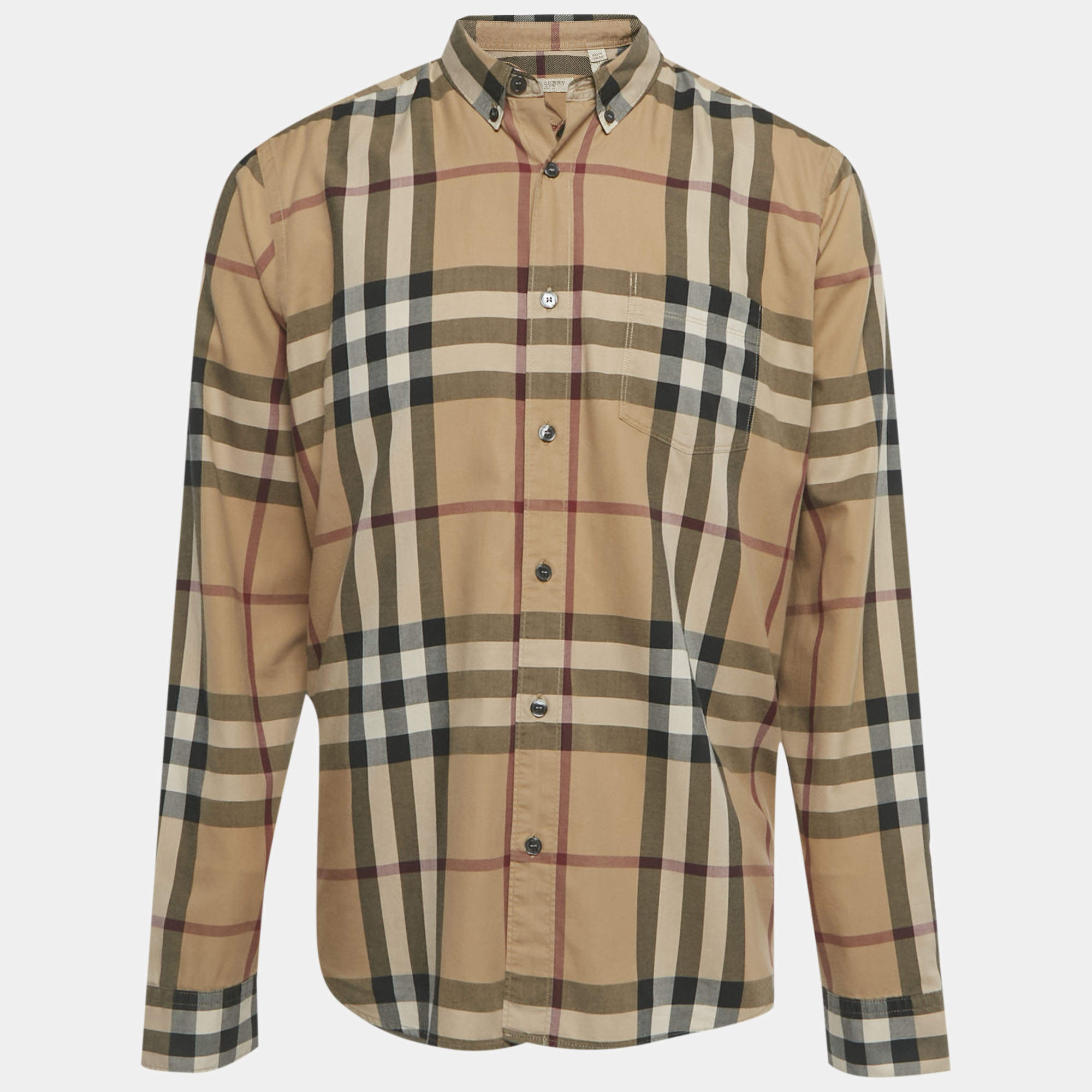 Pre Owned Burberry Brit Brown House Check Print Cotton Shirt XL