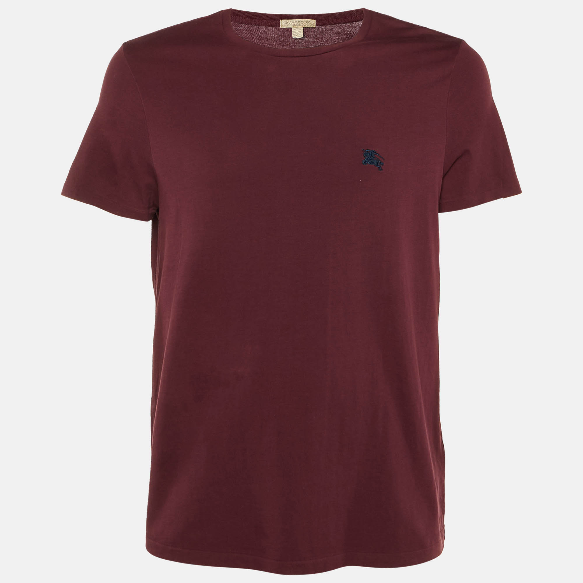 Pre Owned Burberry Brit Maroon Cotton Crew Neck T-Shirt L