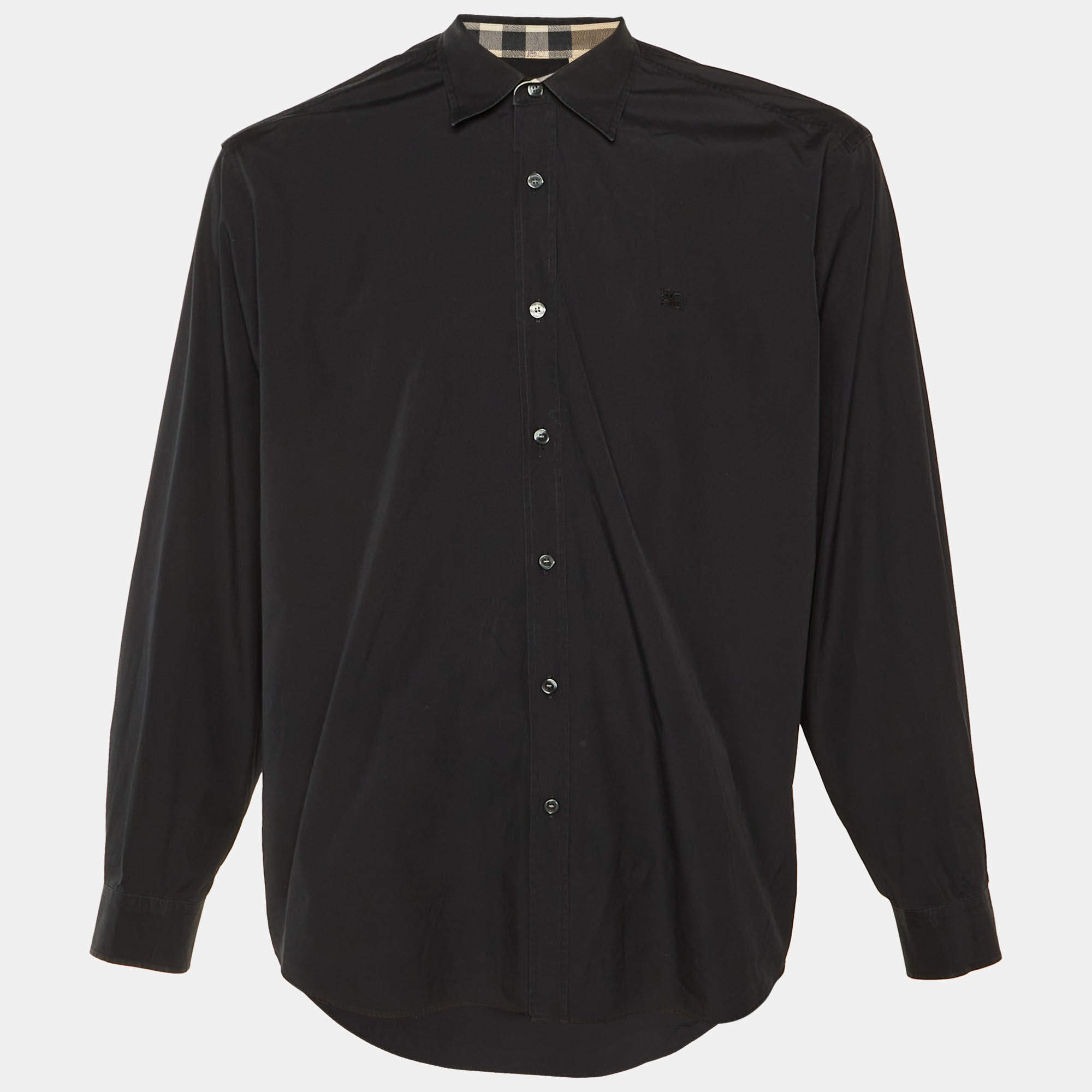 مملوكة مسبقًا Burberry Brit Logo Embroidered Cotton Shirt XXL
